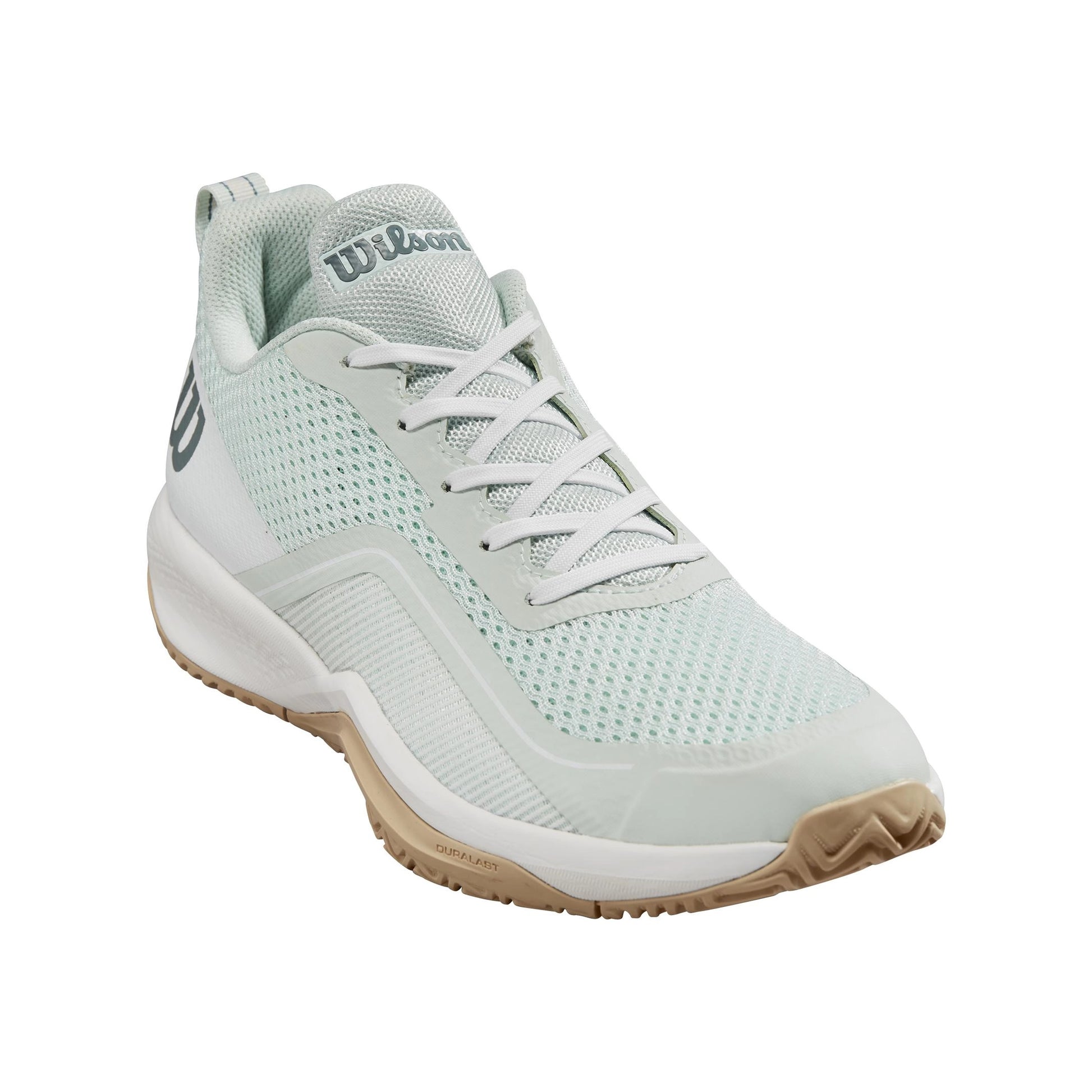 Wilson Rush Pro Lite Padel shoes, front three-quarter view of mesh upper