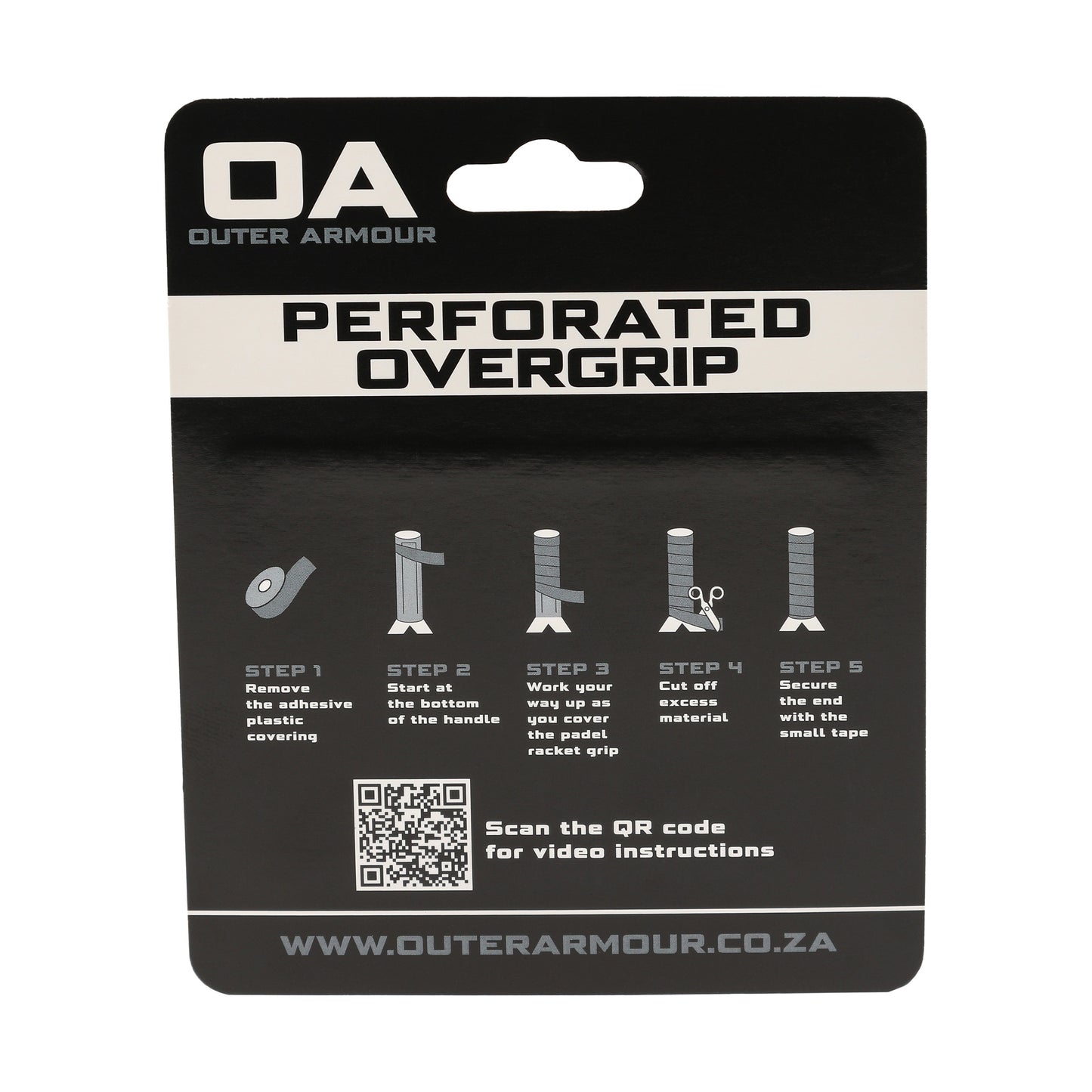 Outer Armour Overgrip 3 Pack - Black Perforated - Back