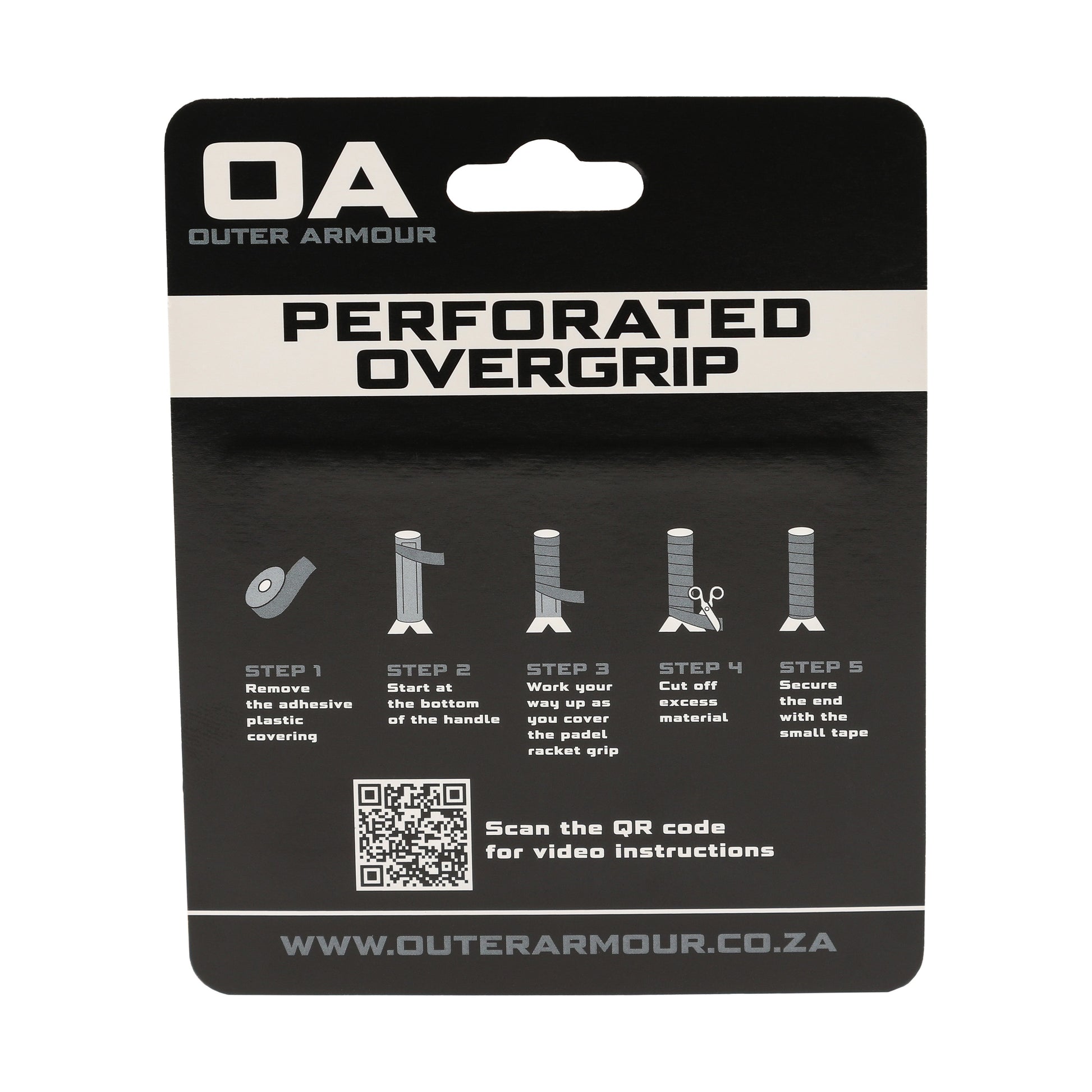 Outer Armour Overgrip 3 Pack - Black Perforated - Back