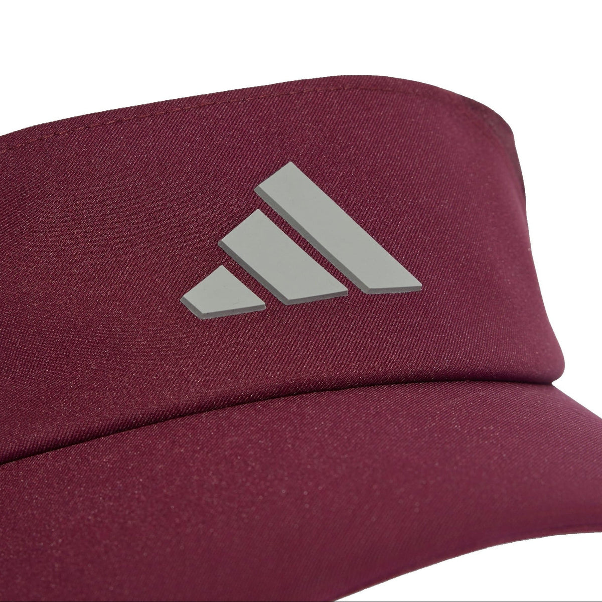 Adidas Climacool Visor, Iron Metallic front logo detail on maroon fabric