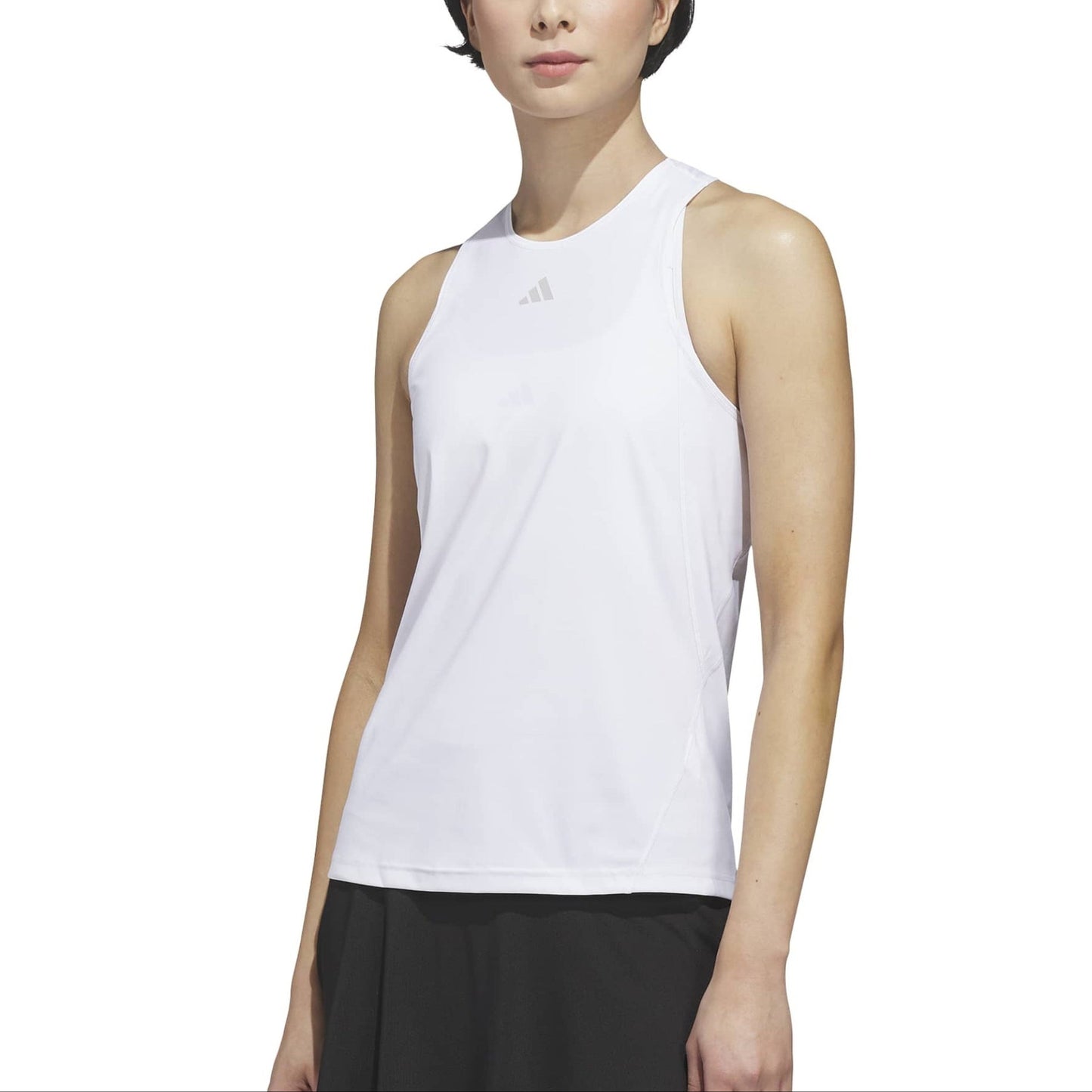 Adidas Club Tennis Climacool white tank top worn, front three-quarter view