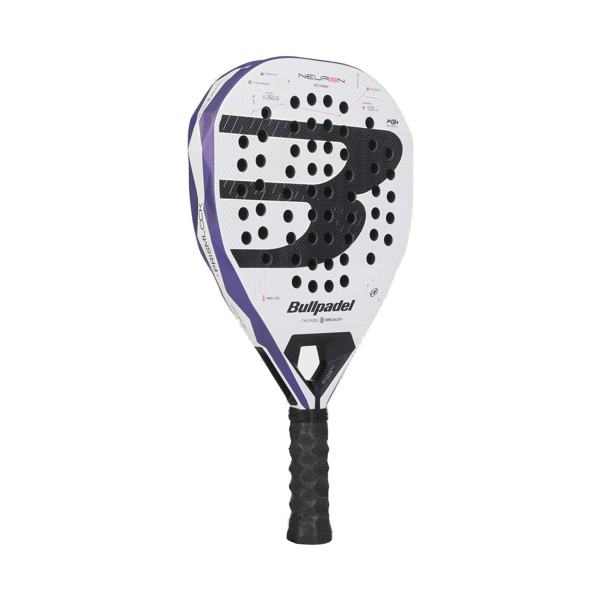Bullpadel Neuron 02 Edge 2027 Padel Racket - White reverse face angled three-quarter view