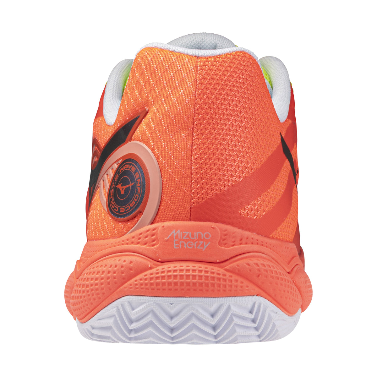 Mizuno Wave Enforce Court 2 Padel Shoes - Lava Orange/Black Oyster/Yellow Jasper - Heel