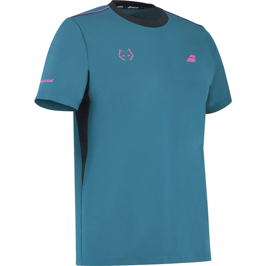 Babolat Crew Neck Tee Lebron, three-quarter front showing sleeve shape and side panel