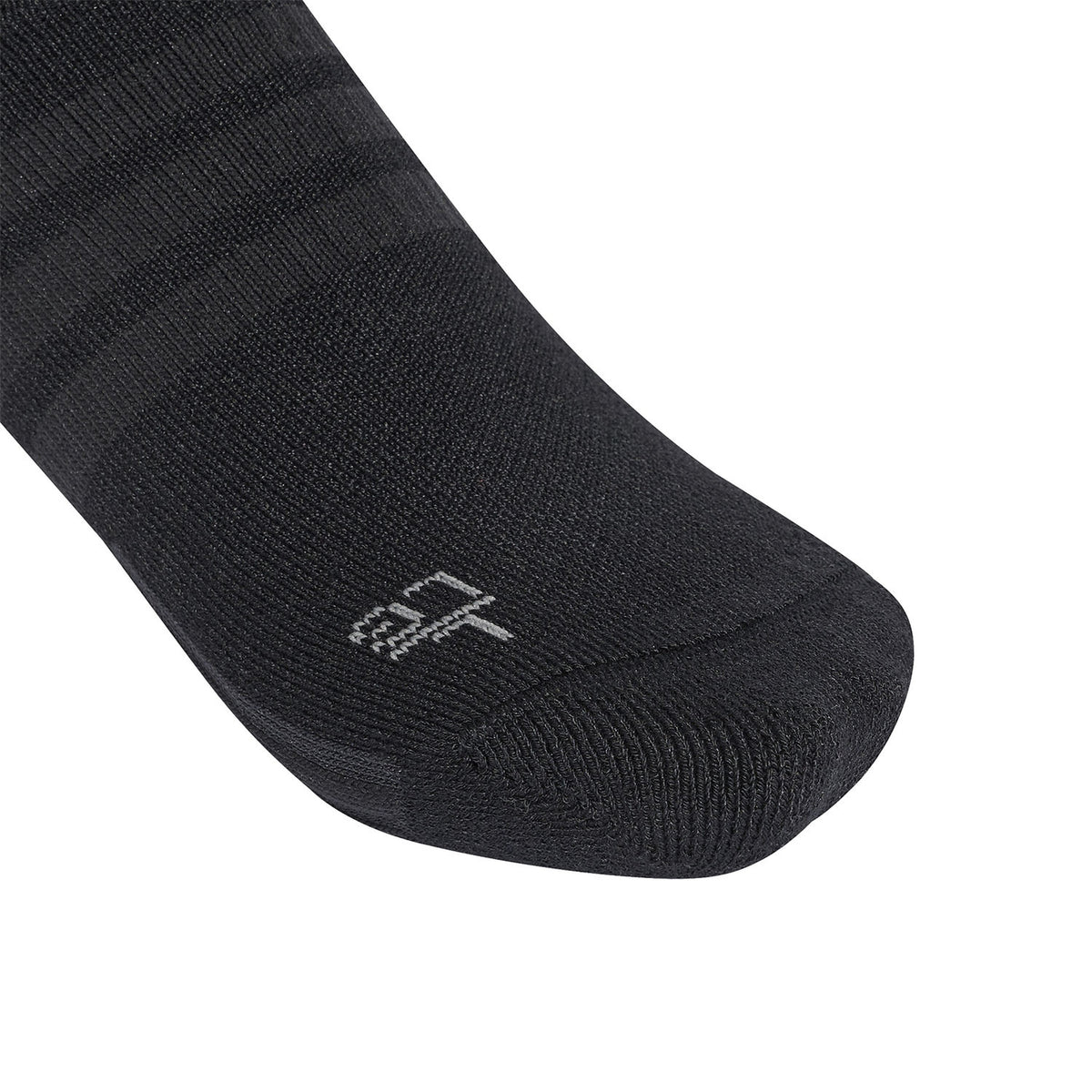 Adidas Cushioned Pro Crew Padel socks, toe detail showing thick seamless toe construction