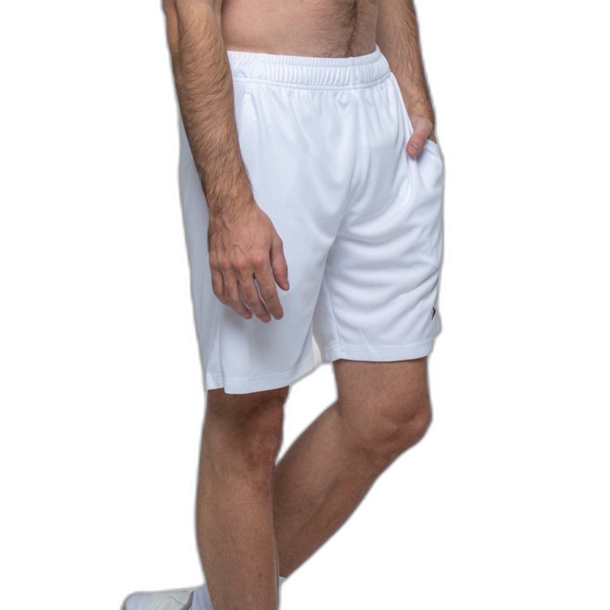 Siux Club 26 white Padel shorts, side view showing drape and pocket