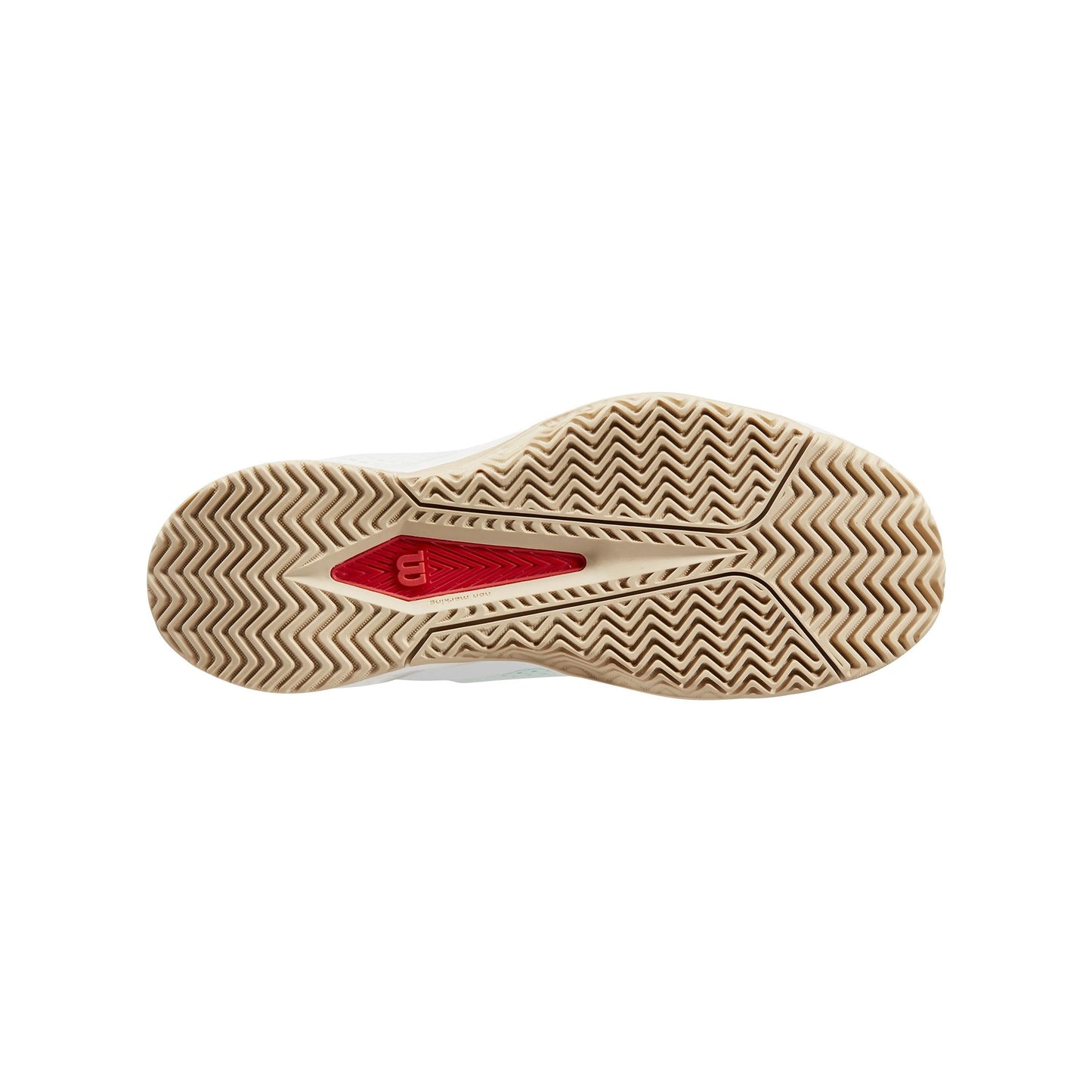 Wilson Rush Pro Lite Padel shoes, Duralast herringbone outsole facing the camera
