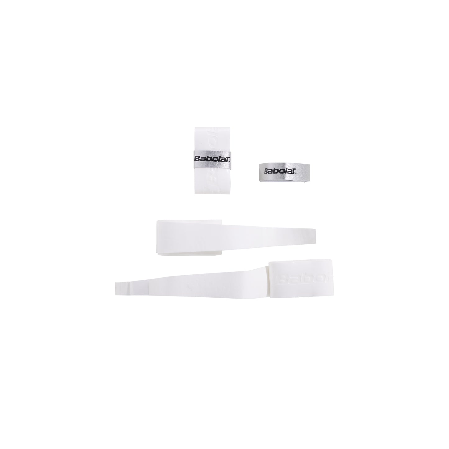 Babolat Comfort Padel overgrip unrolled in white showing finishing tape
