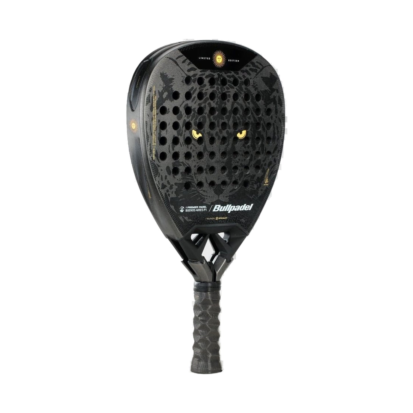 Bullpadel Vertex 05 Argentina LTD 26 Padel racket, front three-quarter angle, jaguar face