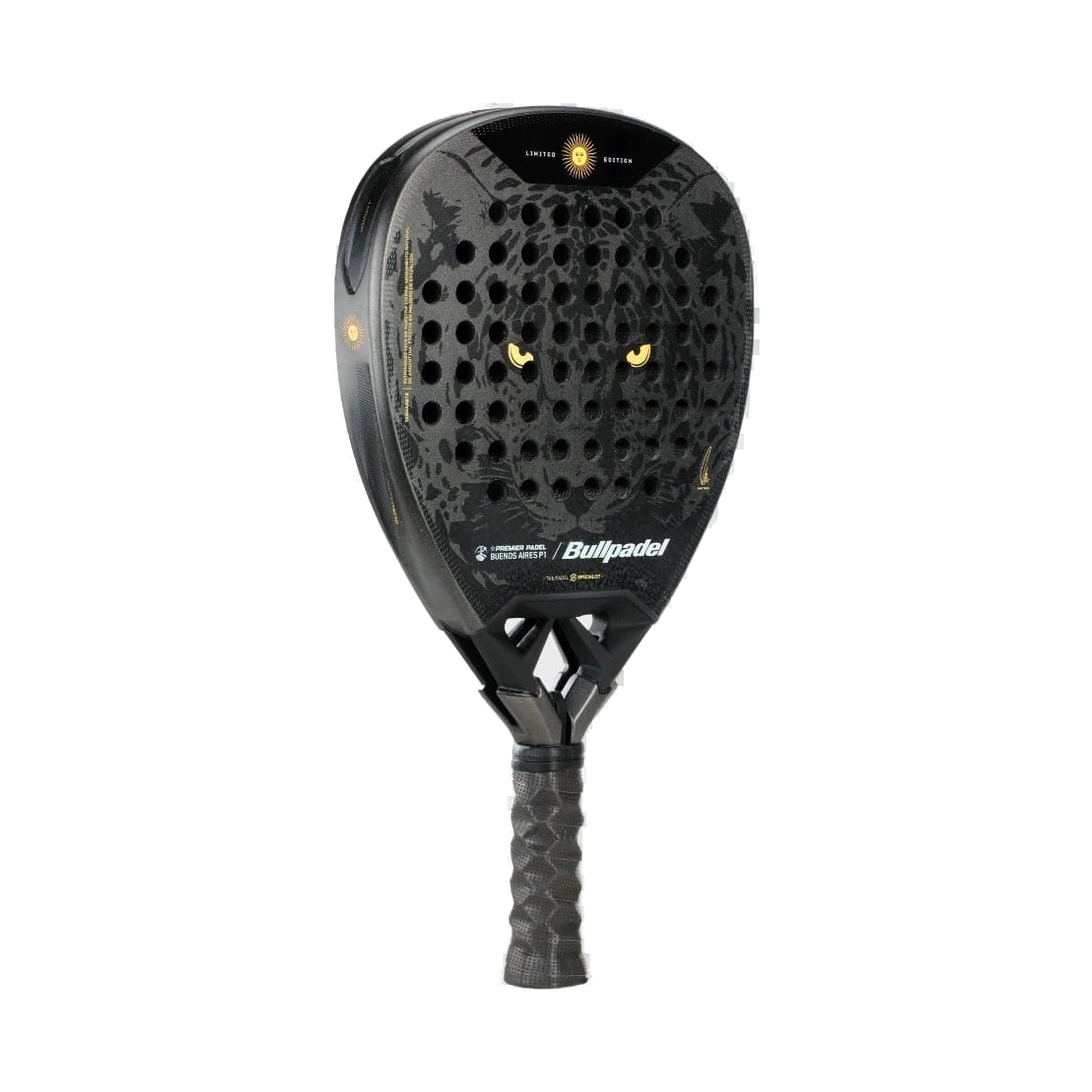 Bullpadel Vertex 05 Argentina LTD 26 Padel racket, front three-quarter angle, jaguar face