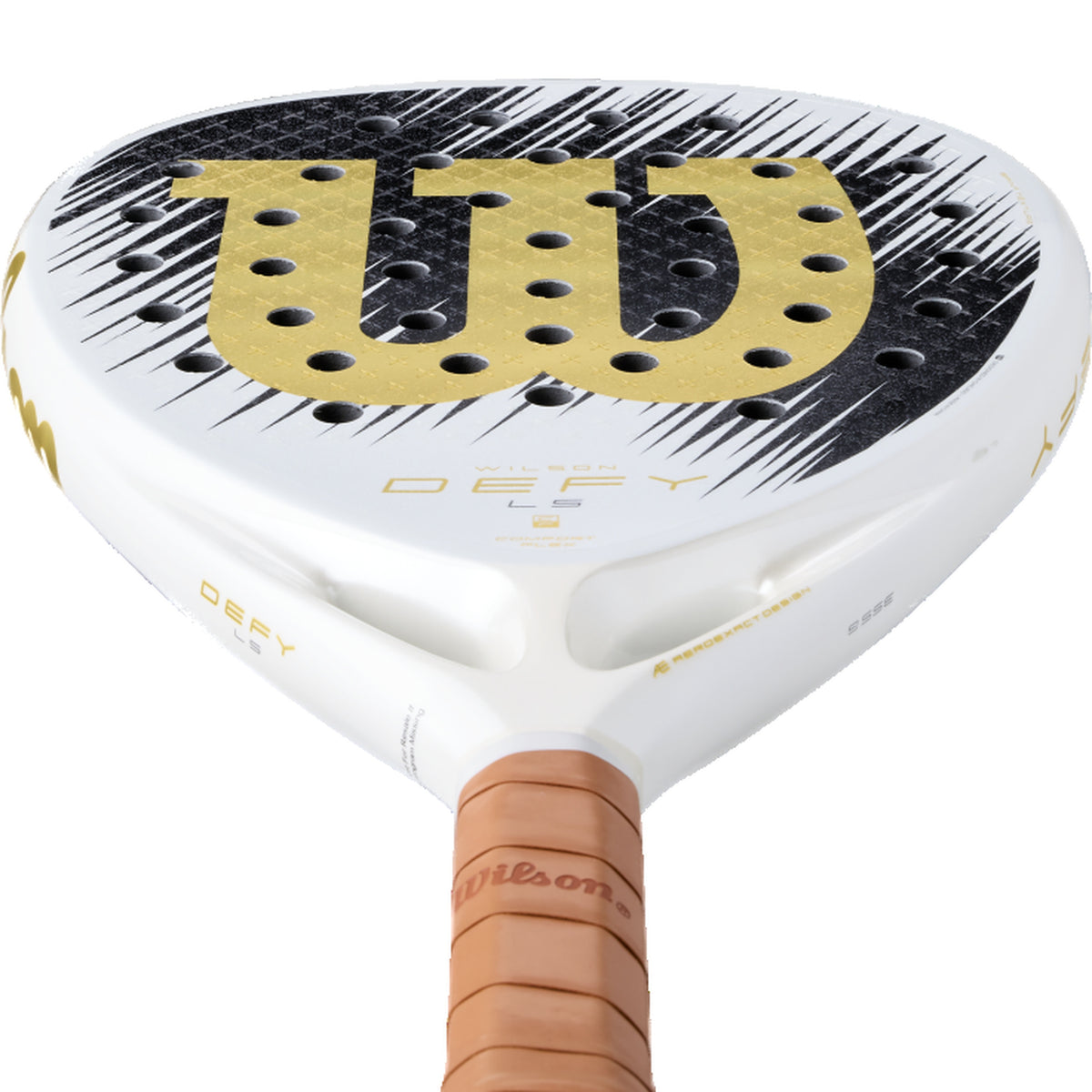 Wilson Defy LS V1 SE Padel Racket - low-angle heart and frame detail