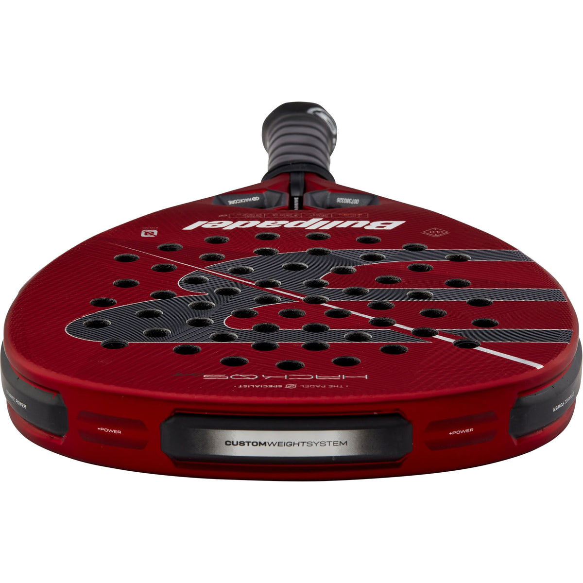 Bullpadel Hack 05 Comfort 2027 Padel Racket, alternate face detail viewed from above