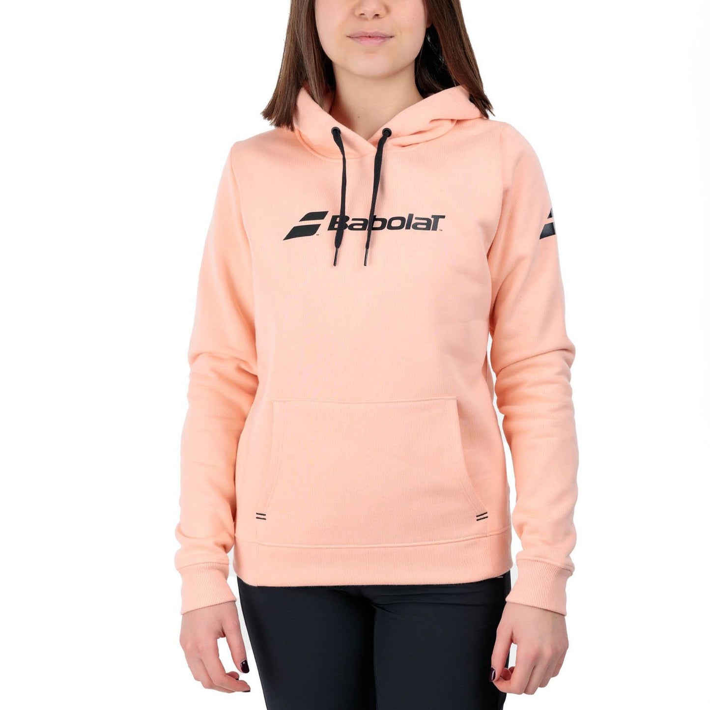 Babolat Exercise Hoodie Women - Tropical Peach - Worn front