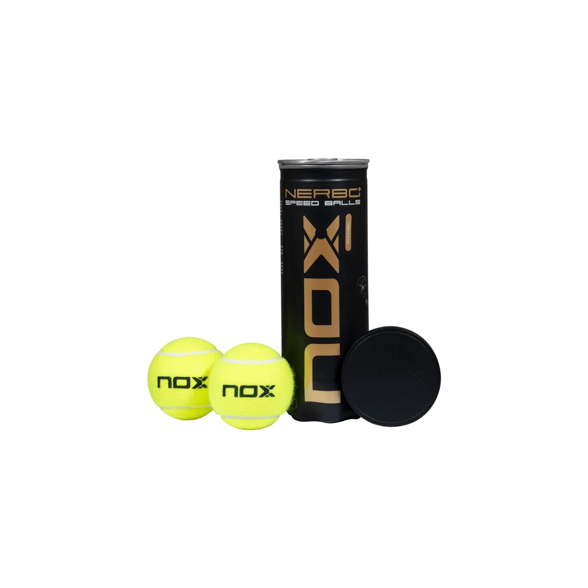 NOX Nerbo+ Speed Padel Balls - Open Tube, Lid and Balls