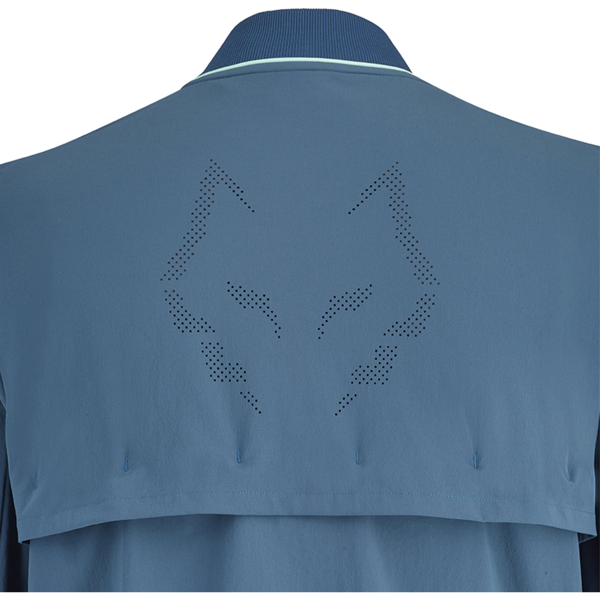 Babolat Lebron Tech Padel jacket, upper back detail showing perforated wolf motif