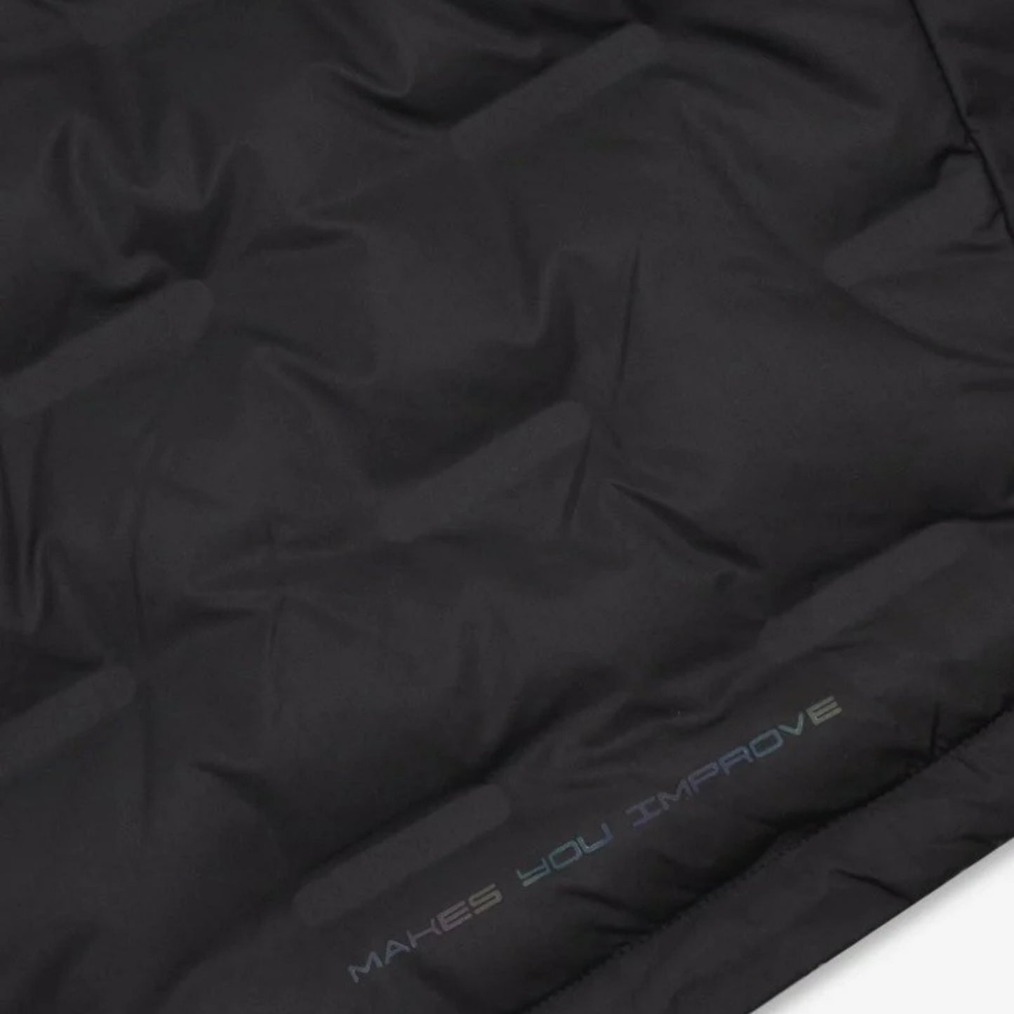 NOX Team Quilted Padel Jacket close-up, black quilted panels and hem branding