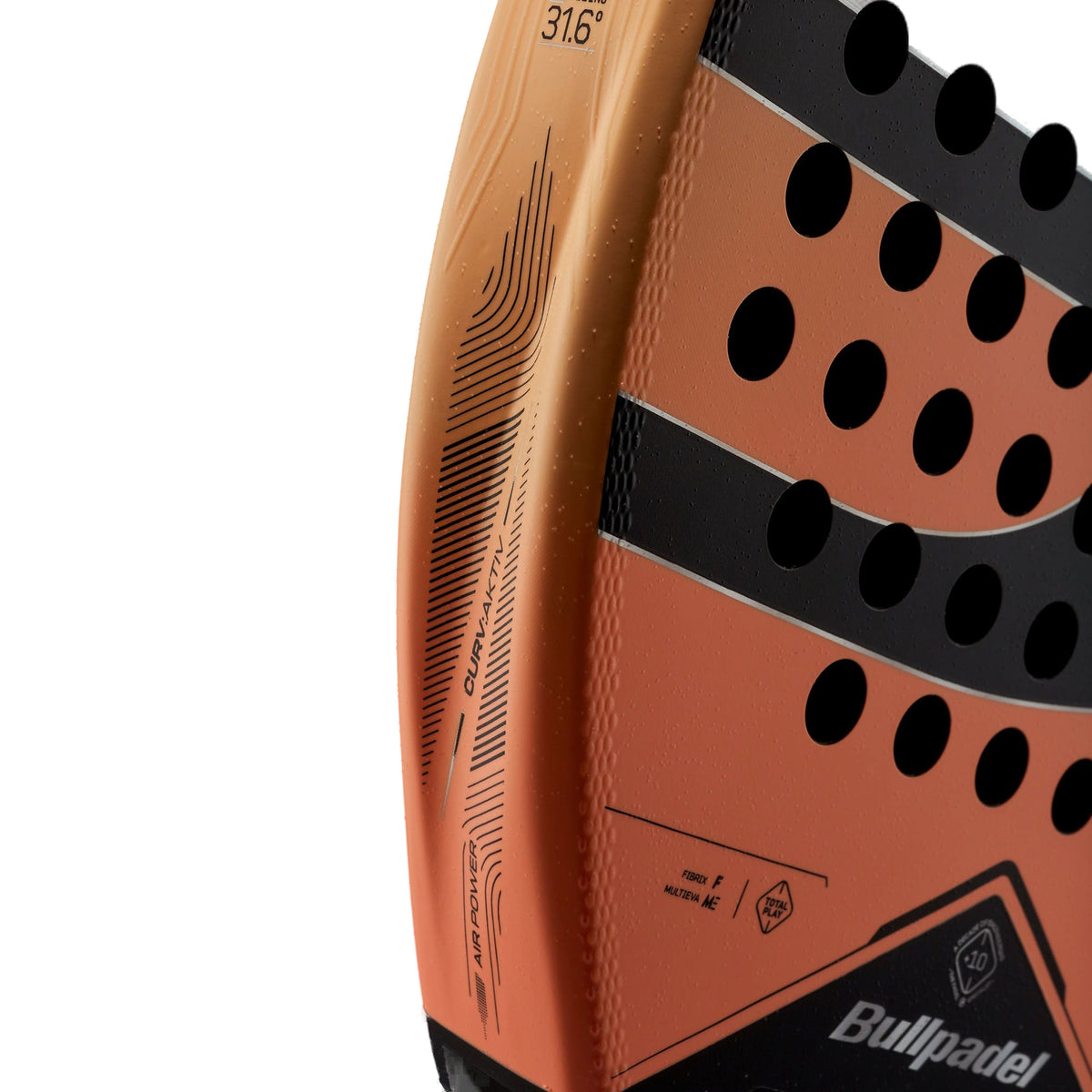 Bullpadel Vertex 05 W 2027 Padel Racket rim detail showing Curvaktiv Air Power markings