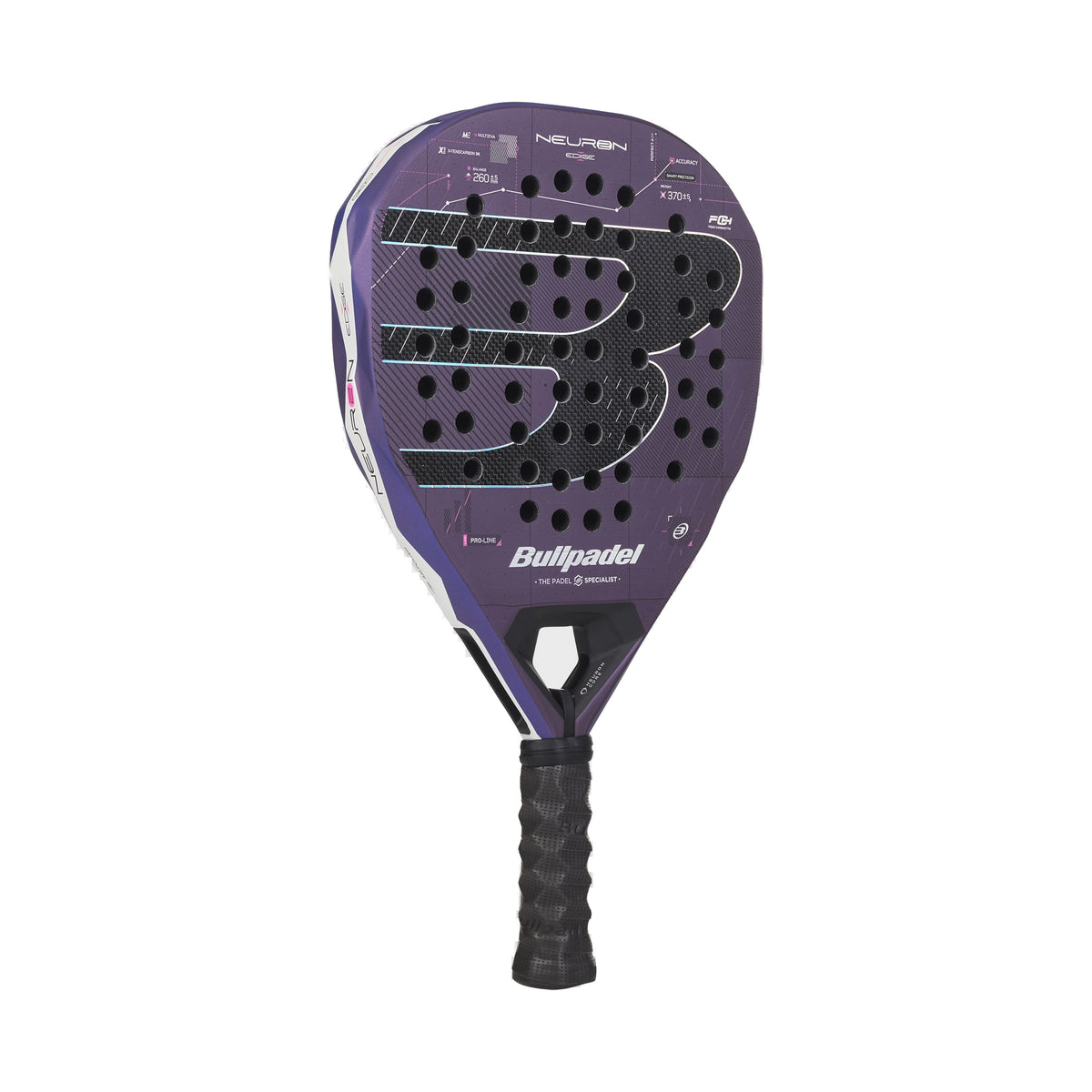 Bullpadel Neuron 02 Edge 2027 Padel Racket - Purple front face angled three-quarter view