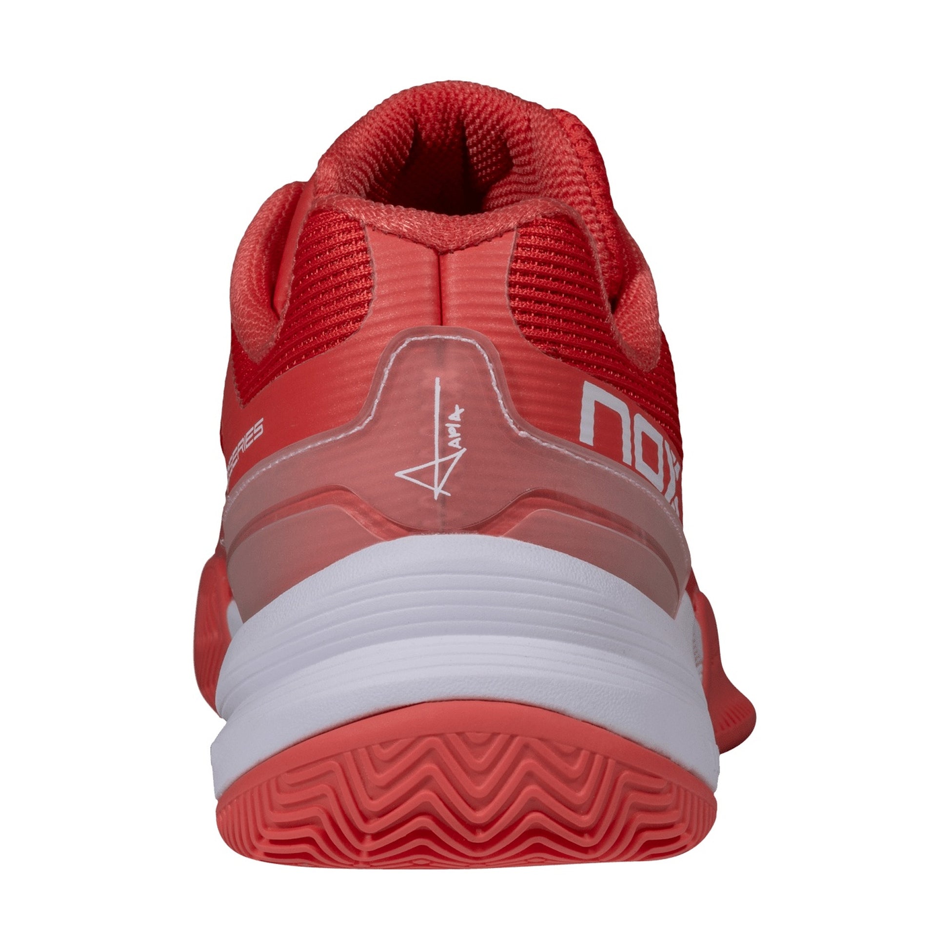 NOX AT10 Pro Padel Shoes Sea Coral/White, rear view with heel reinforcement