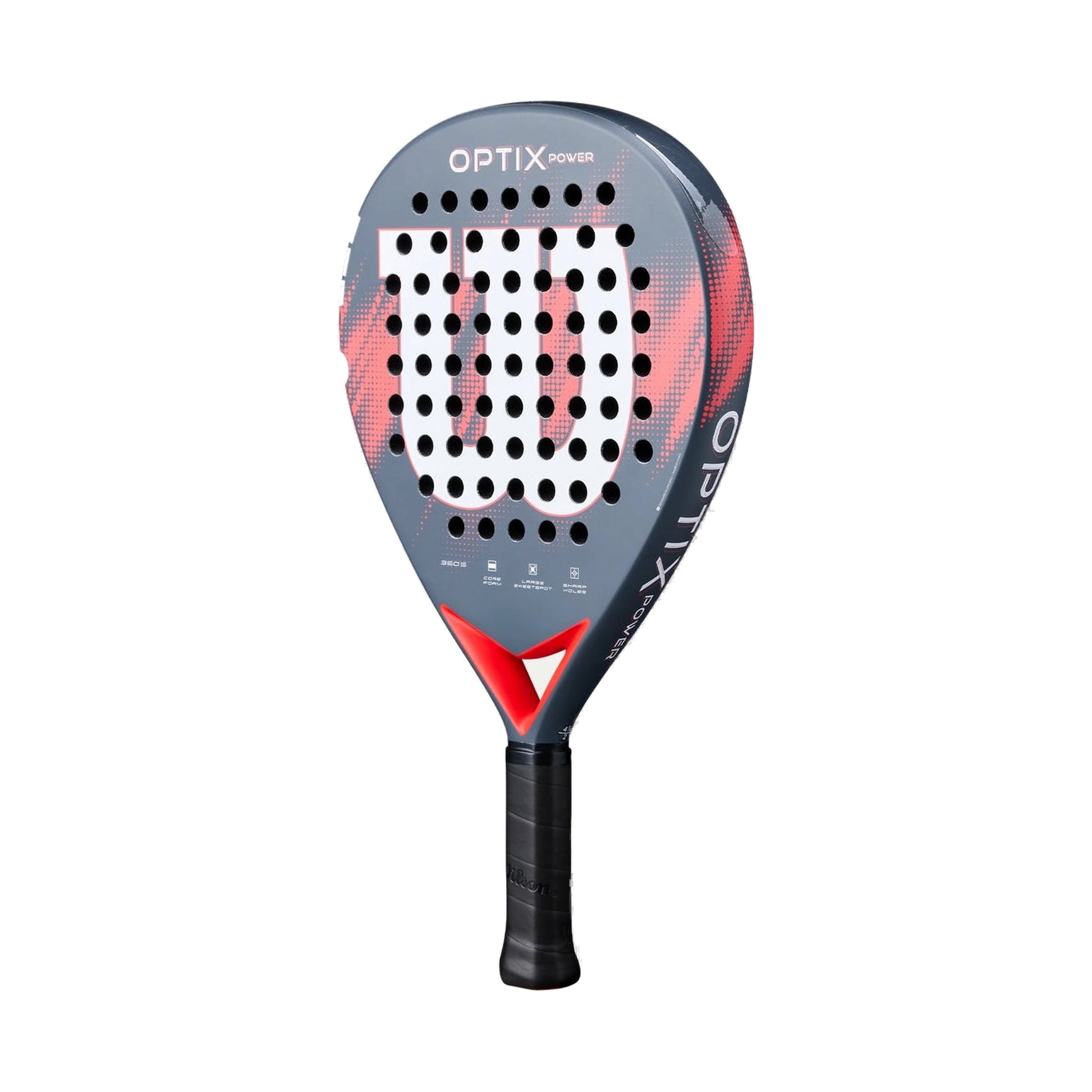 Wilson Optix V2 Power Padel racket, right three-quarter view showing matte finish