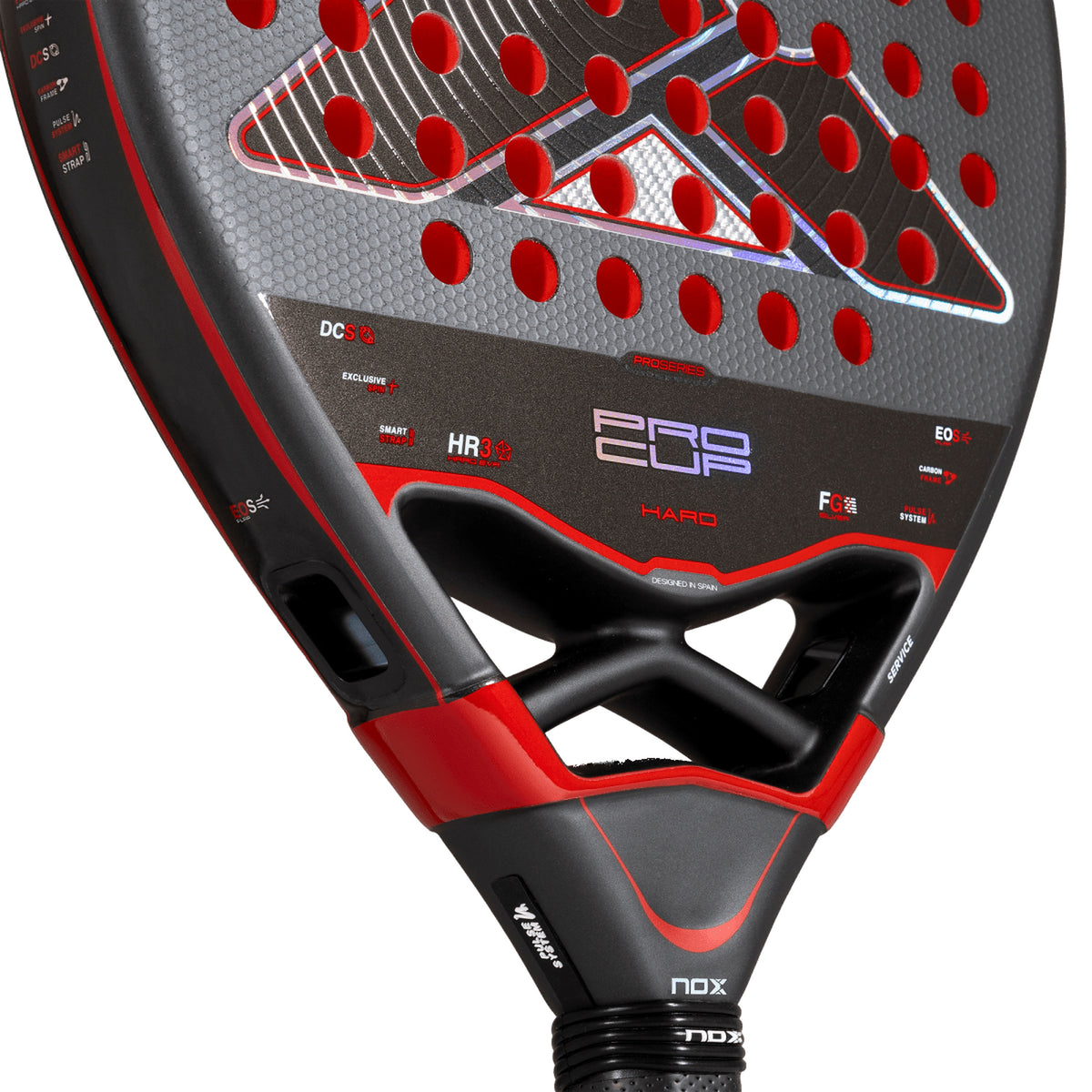 NOX Pro Cup HARD 2027 Padel Racket, heart bridge detail