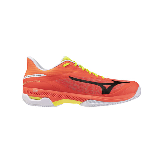 Mizuno Wave Exceed Court Padel shoes, rear three-quarter view showing heel and side construction