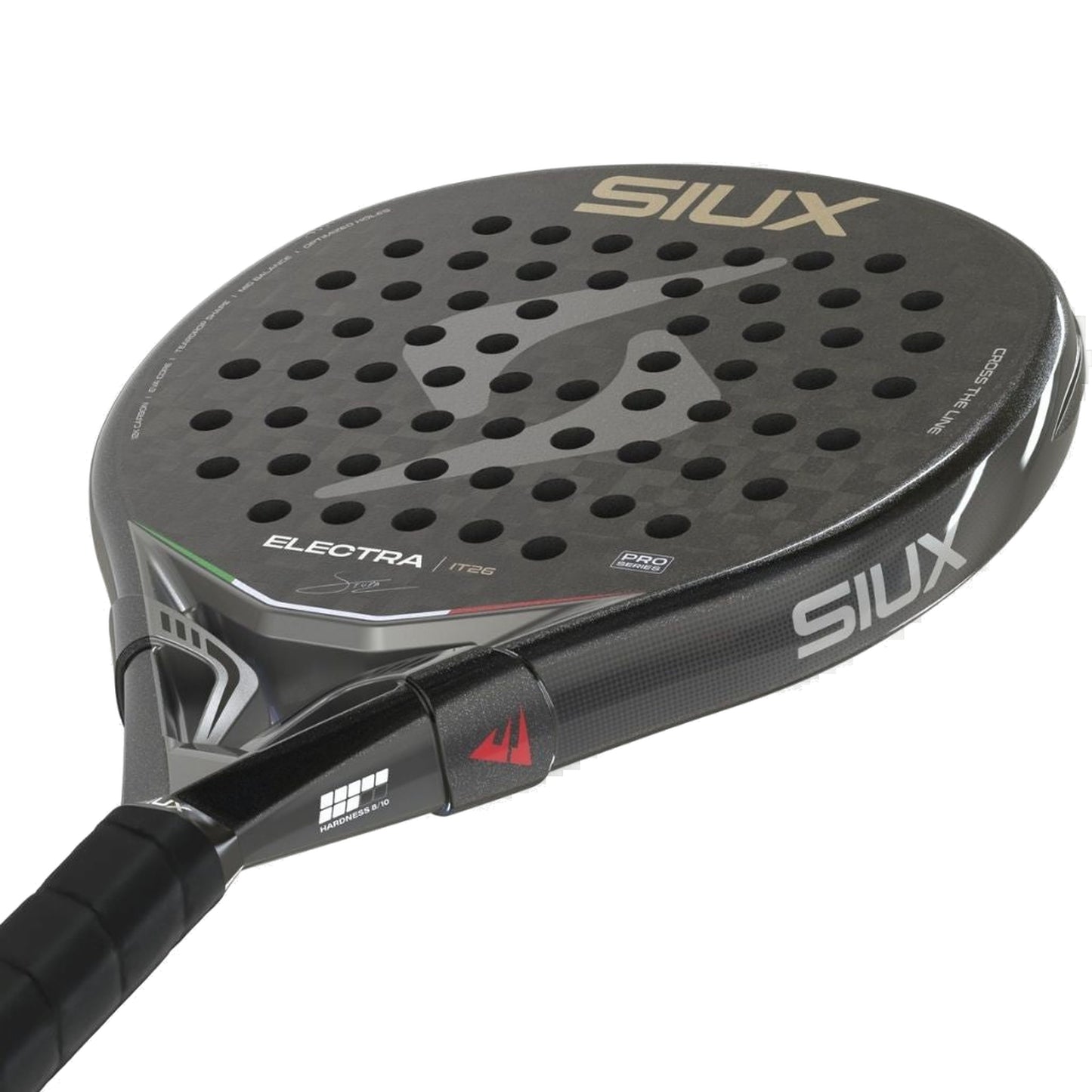 Siux Electra Pro IT26 2026 Padel Racket, upper face and carbon frame-edge detail