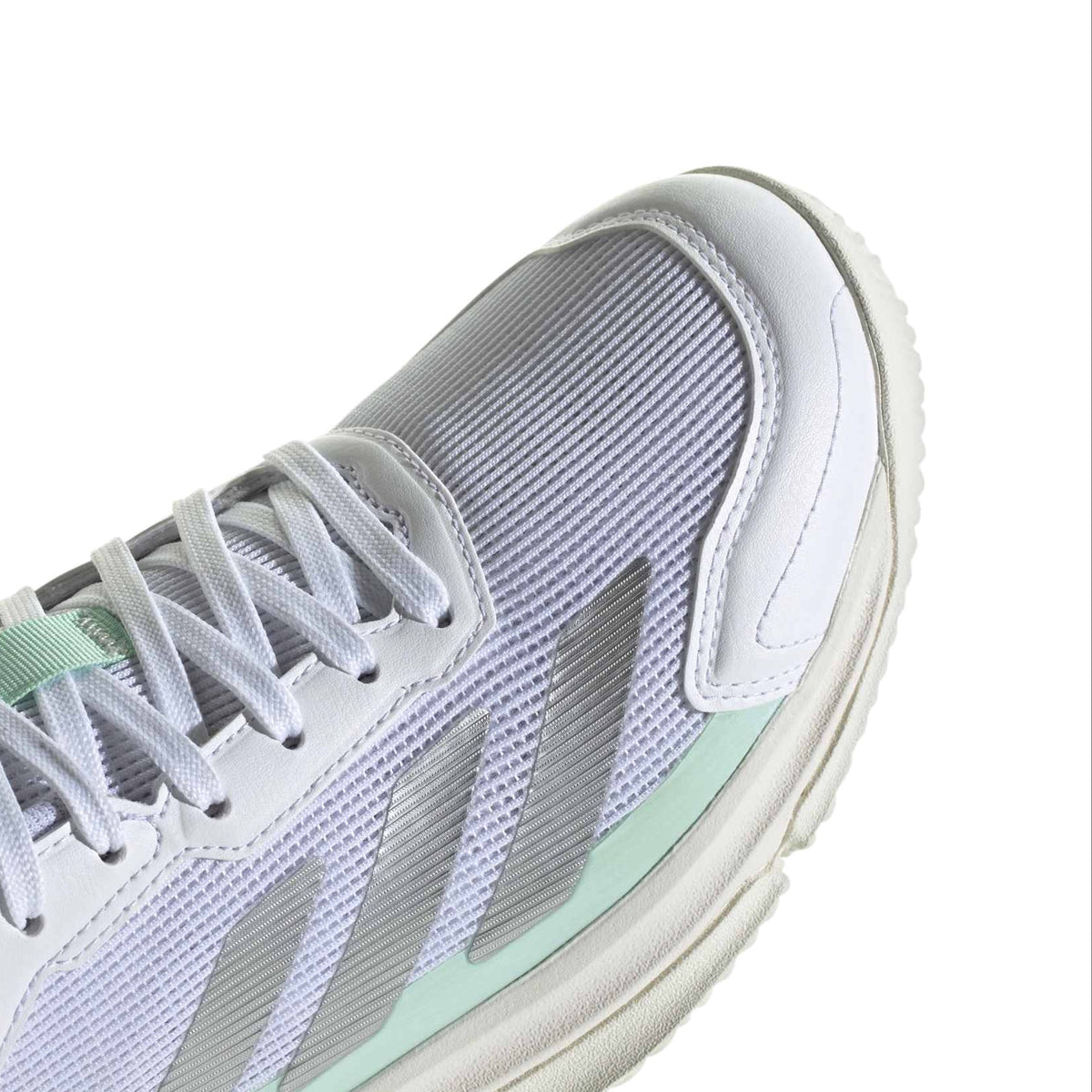 Adidas CourtQuick Padel Shoes Women - White/Silver/Clear Mint - Upper detail