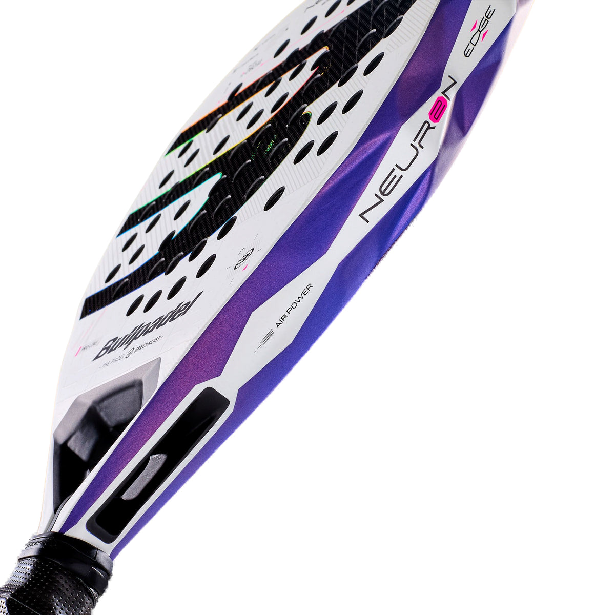 Bullpadel Neuron 02 Edge 2027 Padel Racket - White reverse face and frame-edge close-up