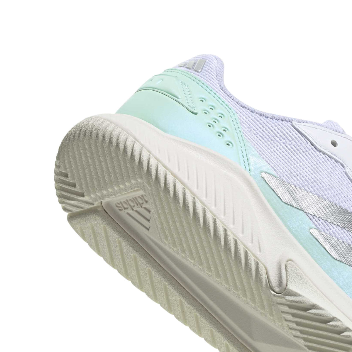 Adidas CourtQuick Padel Shoes Women - White/Silver/Clear Mint - Heel and outsole detail