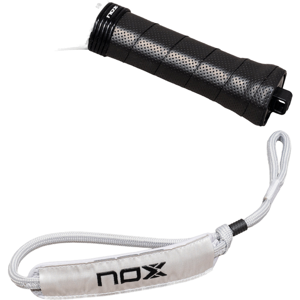 NOX Genius Attack 12K Alum XTREM 2027 Padel racket, handle and strap detail