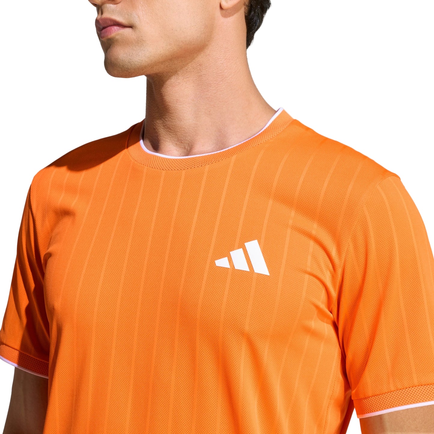 Adidas Tennis Climacool+ Freelift Tee Pro Men - Pure Orange - Chest Detail