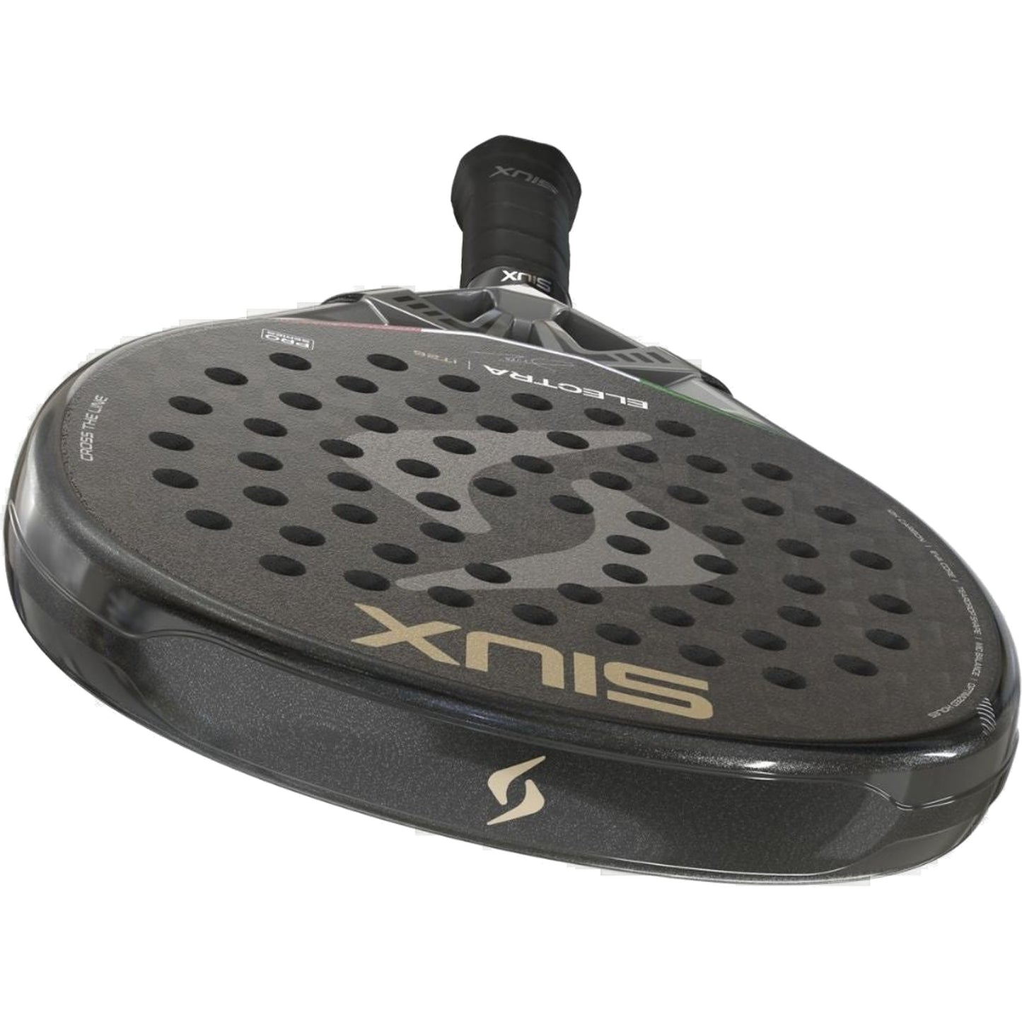 Siux Electra Pro IT26 2026 Padel Racket, low top-edge view showing face texture and frame depth