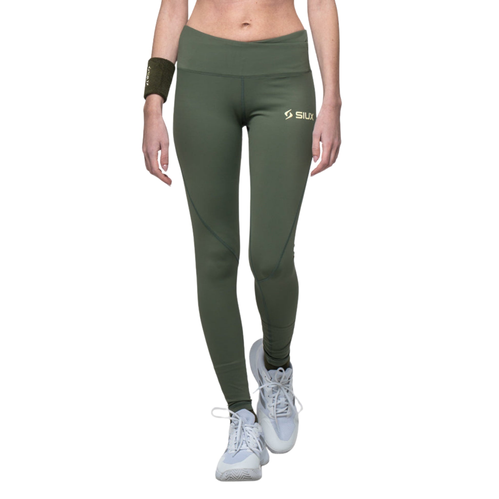 Siux Gareh 26 Women's Green Padel Leggings - Front Movement View