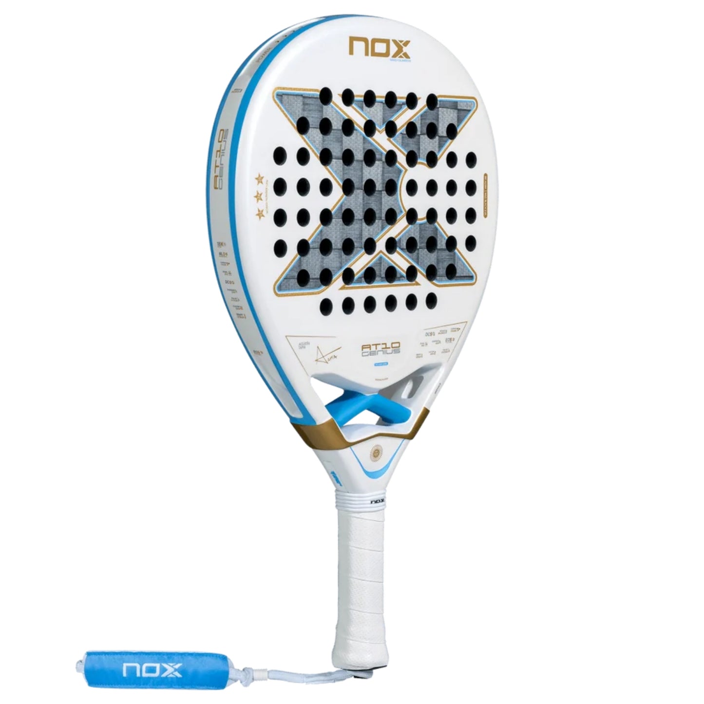 NOX AT10 Genius 18K Alum Buenos Aires Exclusive Edition 2026 padel racket angled rear view