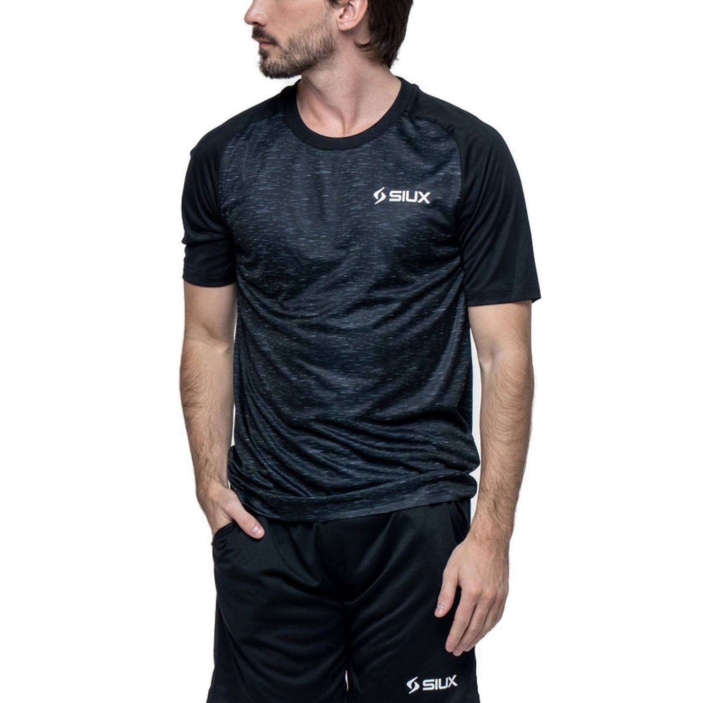 Siux Club 26 Men's Padel T-Shirt - Black - Front Three-Quarter