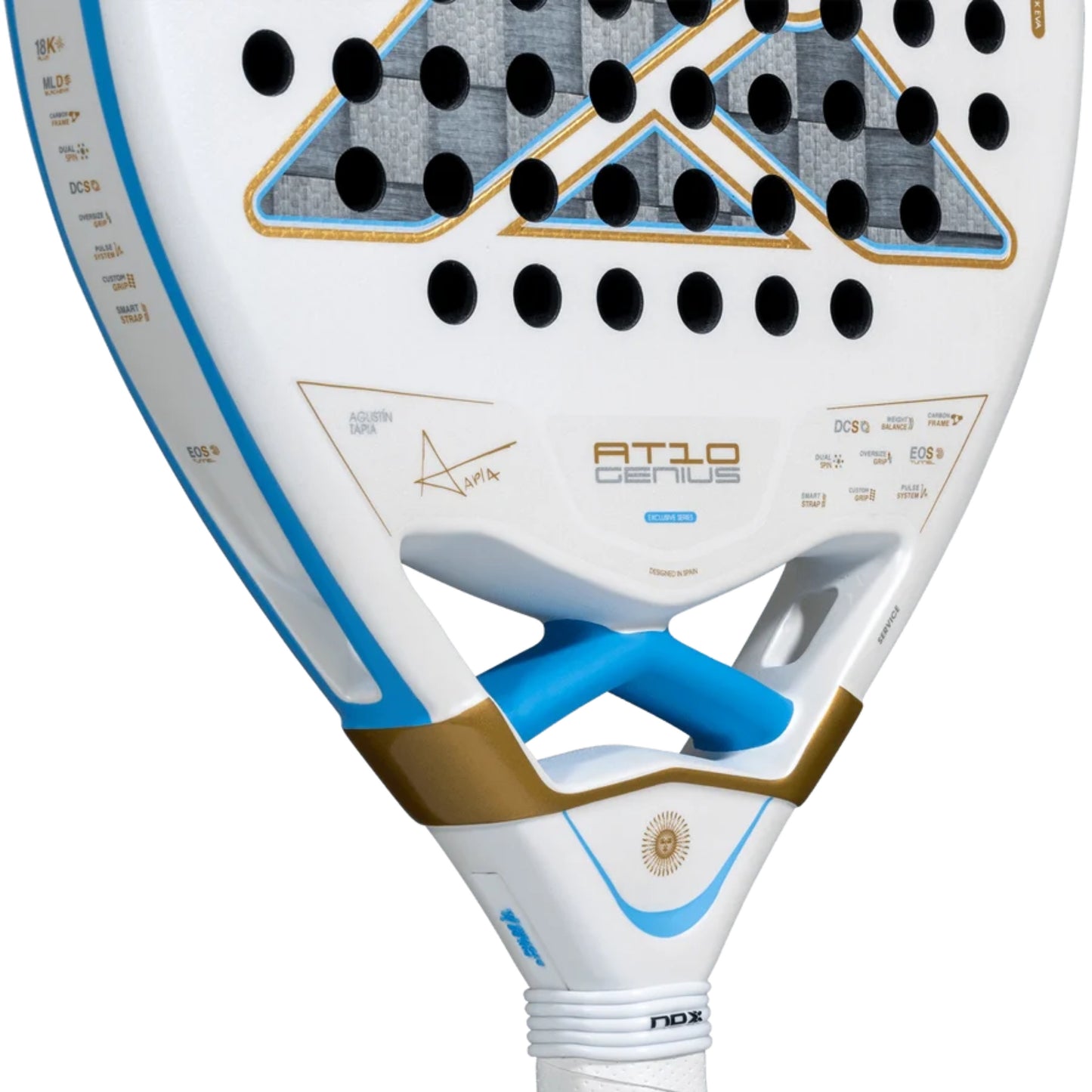NOX AT10 Genius 18K Alum Buenos Aires Exclusive Edition 2026 racket throat detail