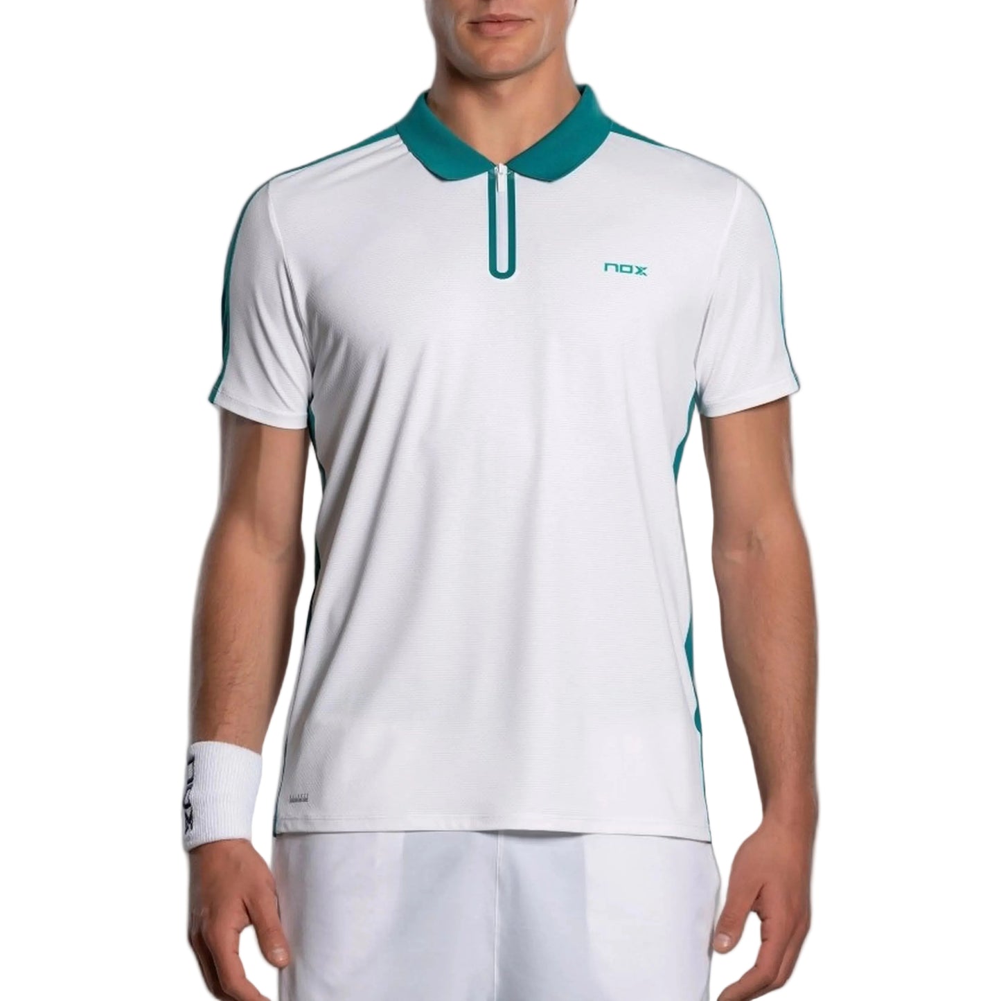 NOX Men's Pro Polo Shirt White/Ivy Green - model front