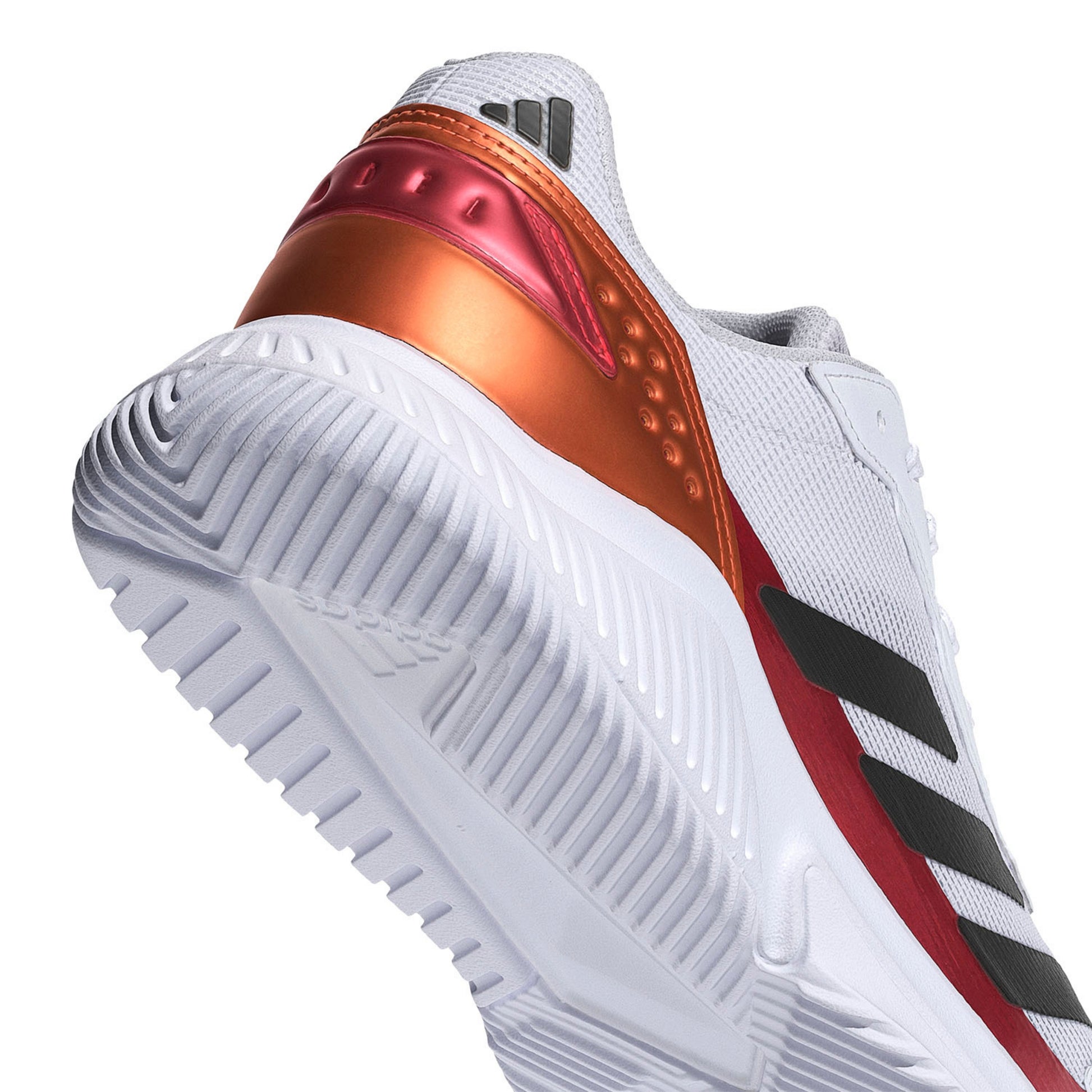 Adidas Courtquick Padel Shoes - White/Lucid Orange - heel