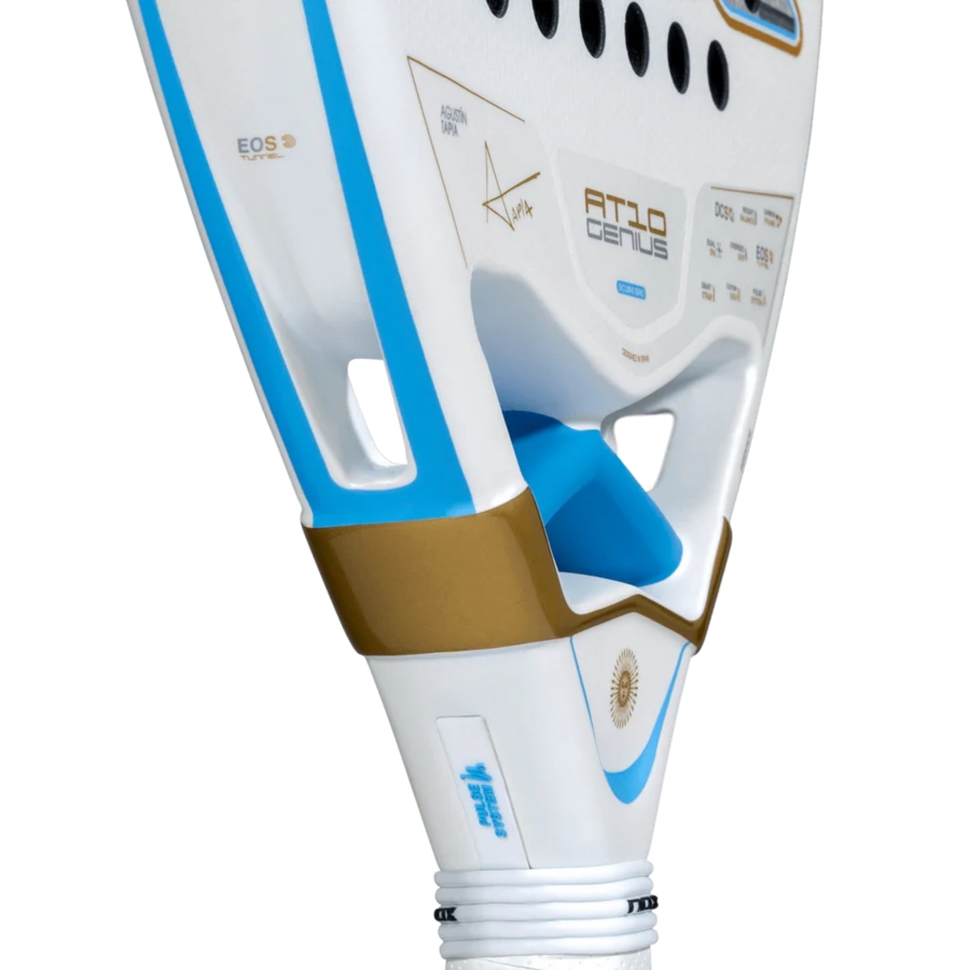 NOX AT10 Genius 18K Alum Buenos Aires Exclusive Edition 2026 racket throat and handle detail