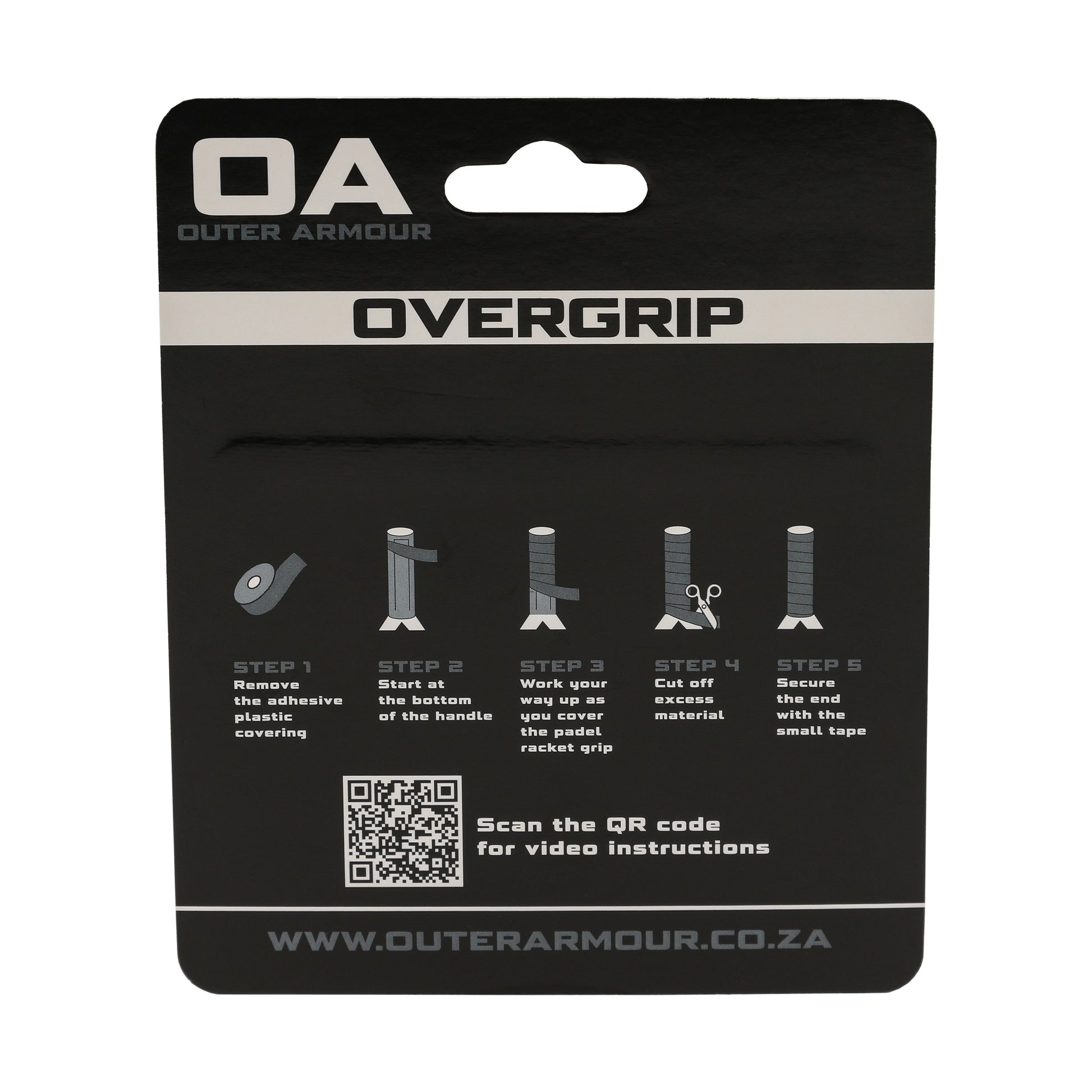 Outer Armour Overgrip 3 Pack - White Smooth - Back