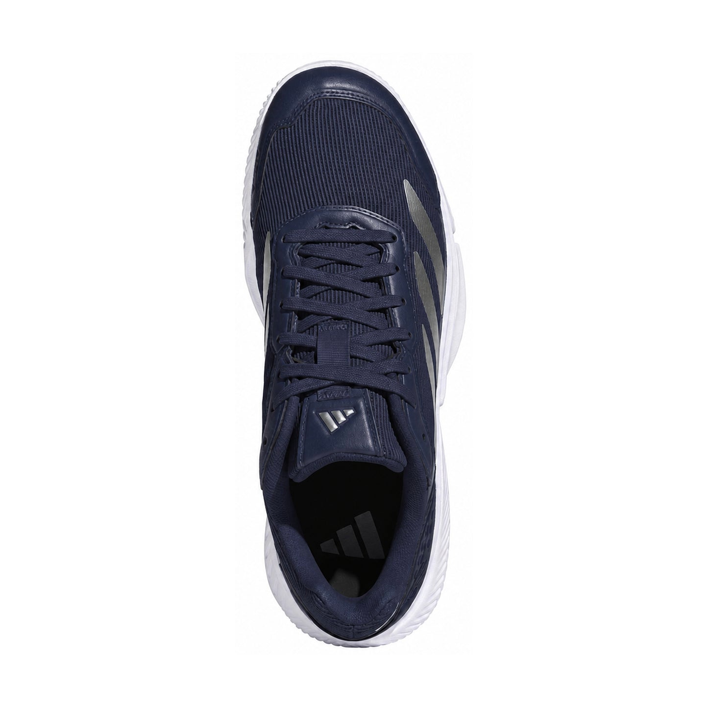 Adidas CourtQuick Padel Shoes Men - Dark Blue/Silver - Top View on Pure White Background