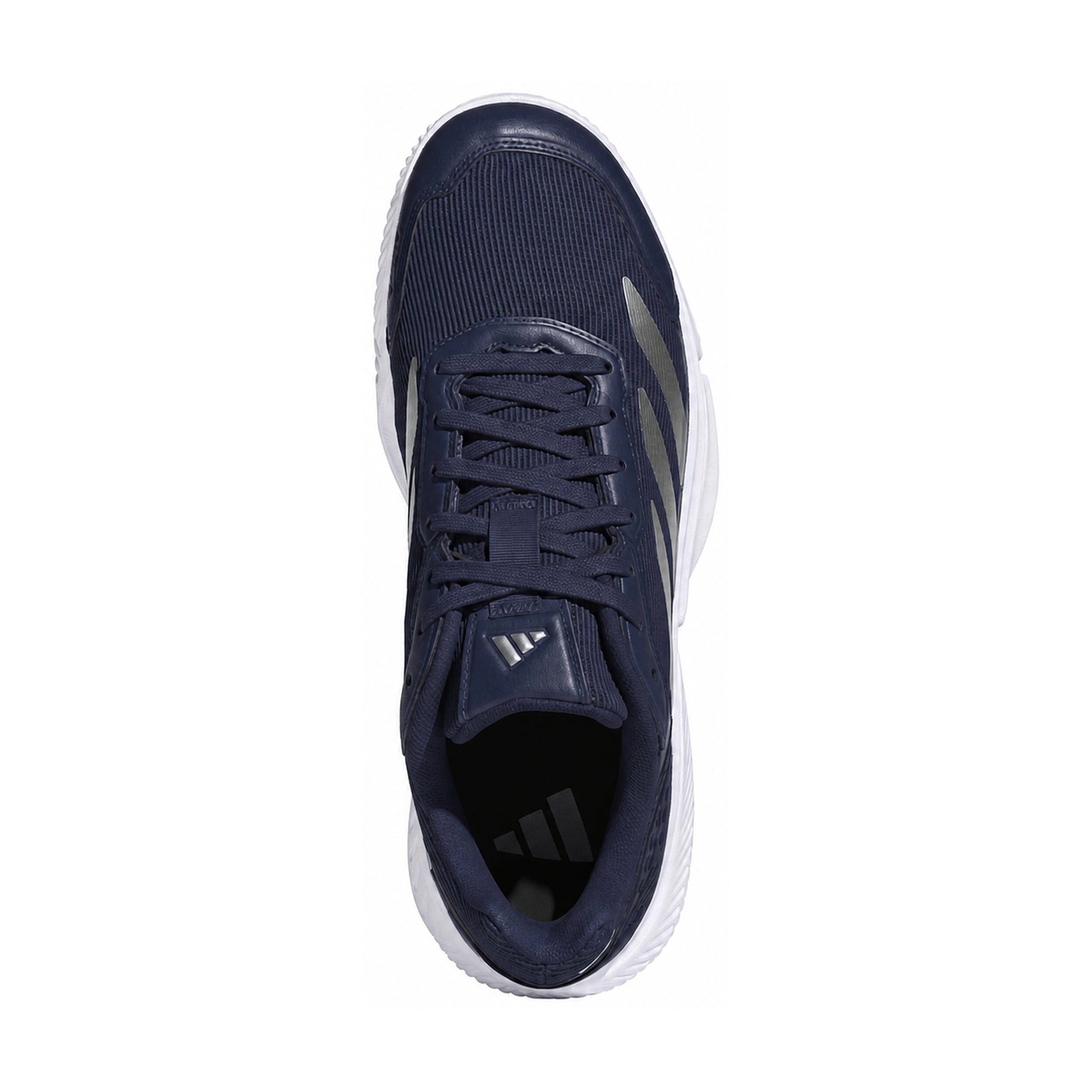Adidas CourtQuick Padel Shoes Men - Dark Blue/Silver - Top View on Pure White Background