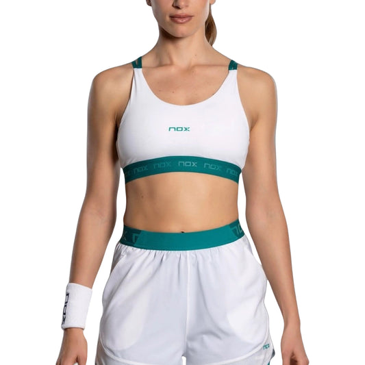 NOX Women's Pro Sports Bra - White/Ivy Green – model front