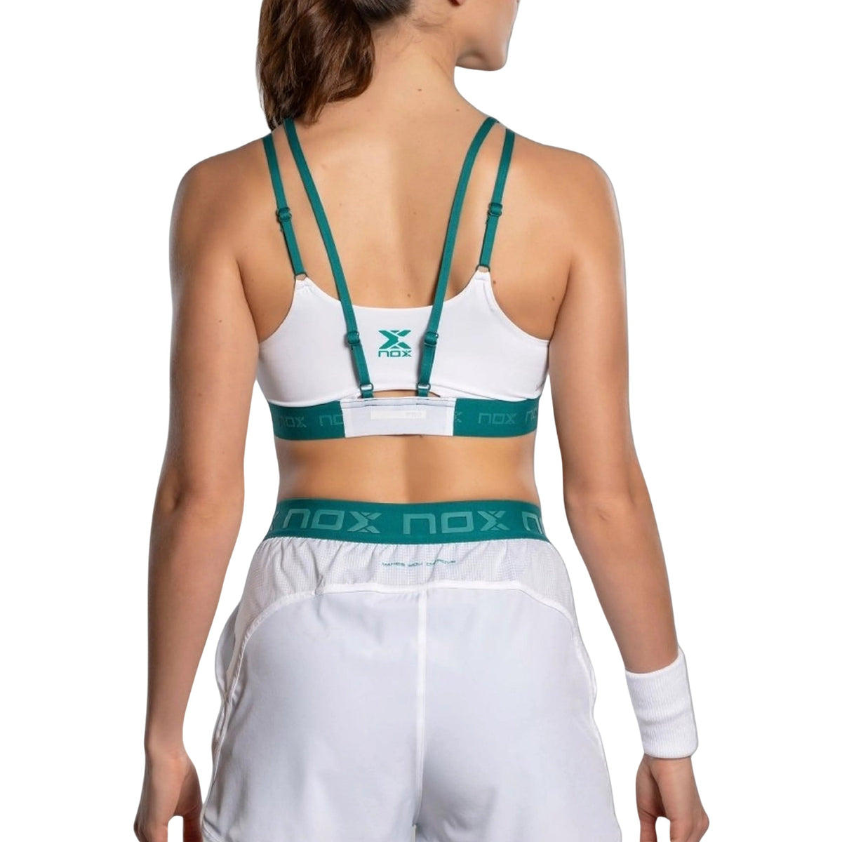NOX Women's Pro Sports Bra - White/Ivy Green – model back