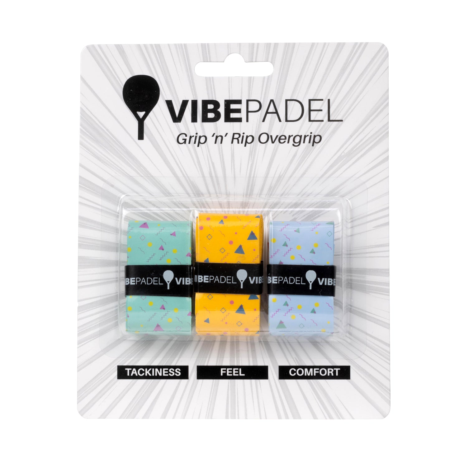 Vibe Padel Grip 'n' Rip Overgrips - Mixed Retro