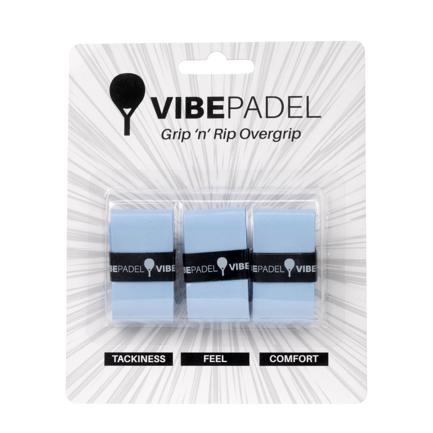 Vibe Padel Grip 'n' Rip Overgrips - Sky Blue