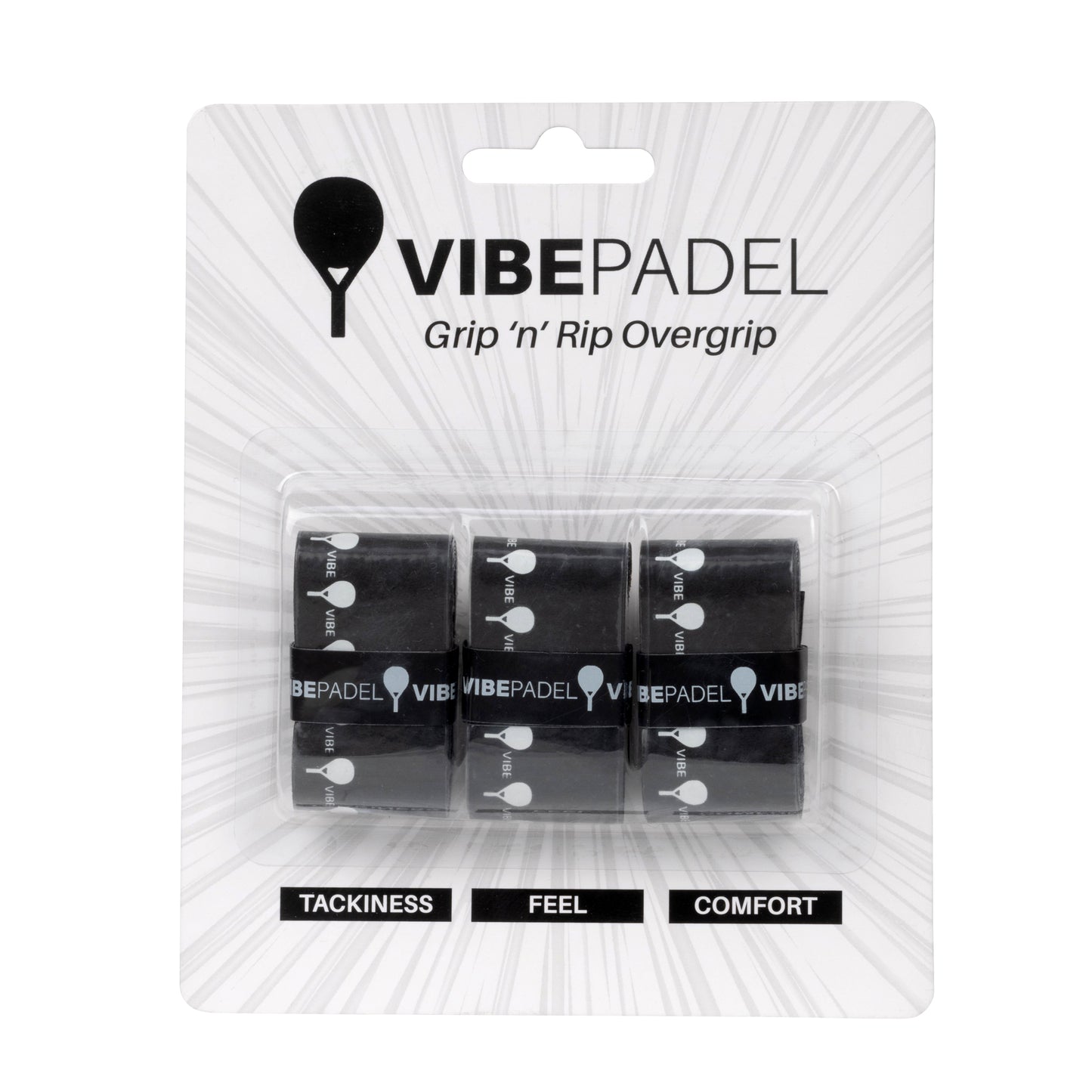 Vibe Padel Grip 'n' Rip Overgrips - Black & White Vibes