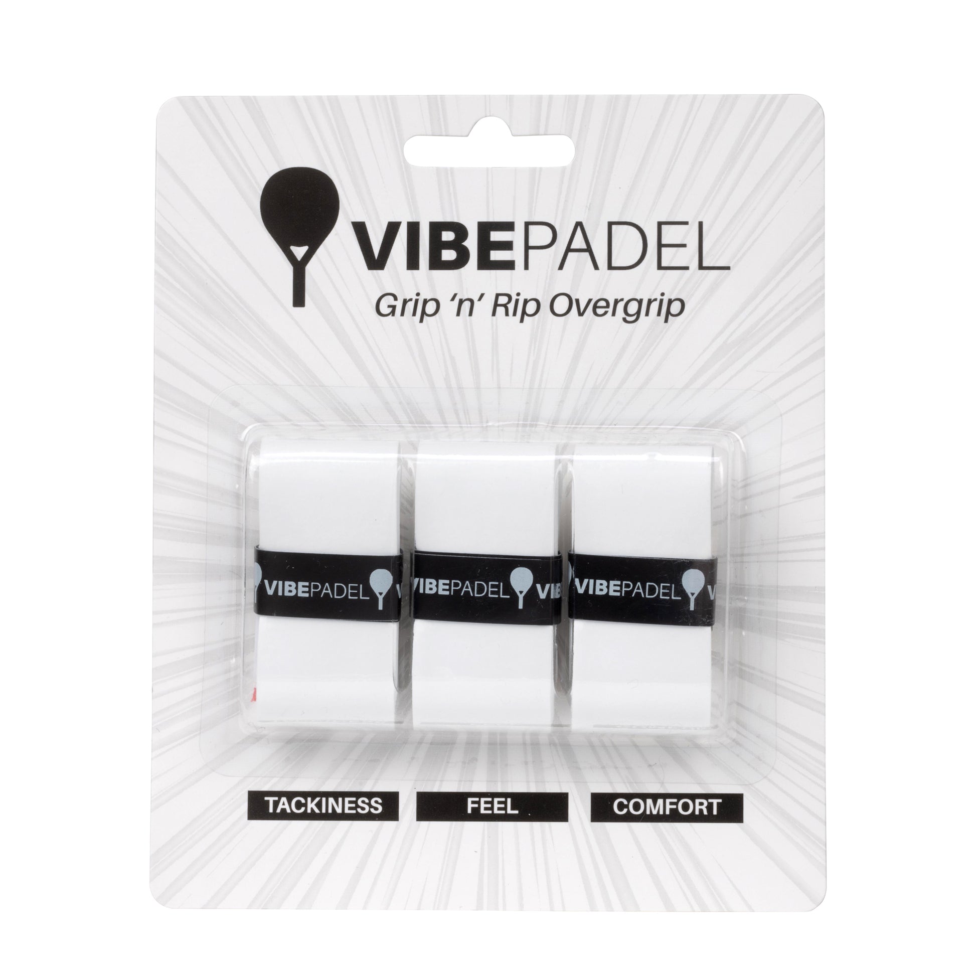 Vibe Padel Grip 'n' Rip Overgrips - White