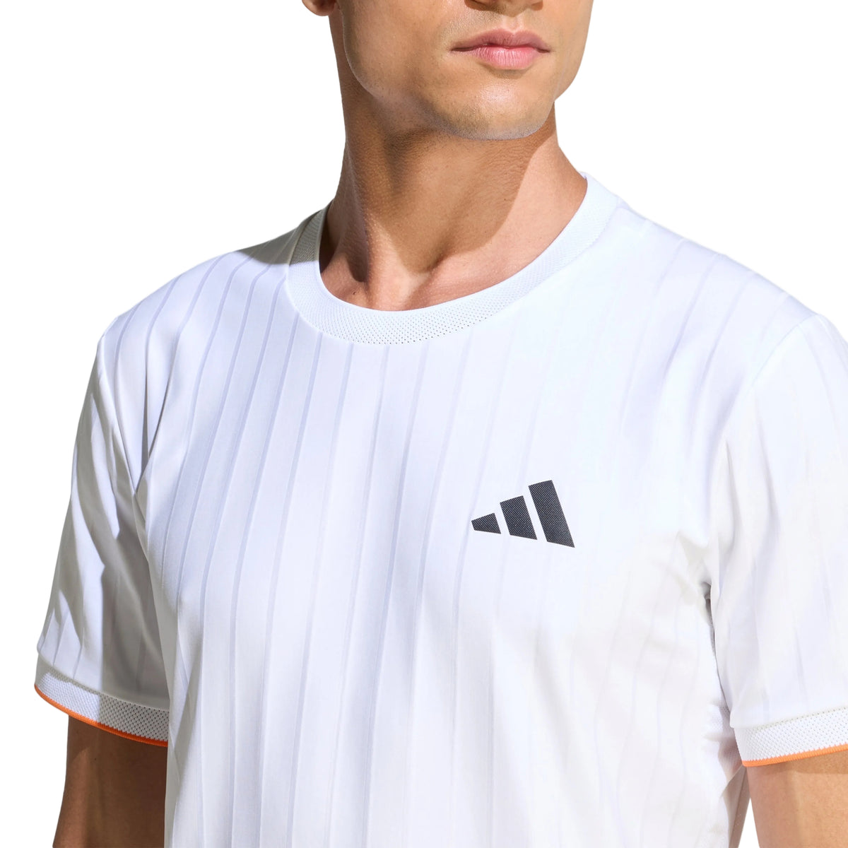 Adidas Freelift Tee Pro Men White logo and fabric detail